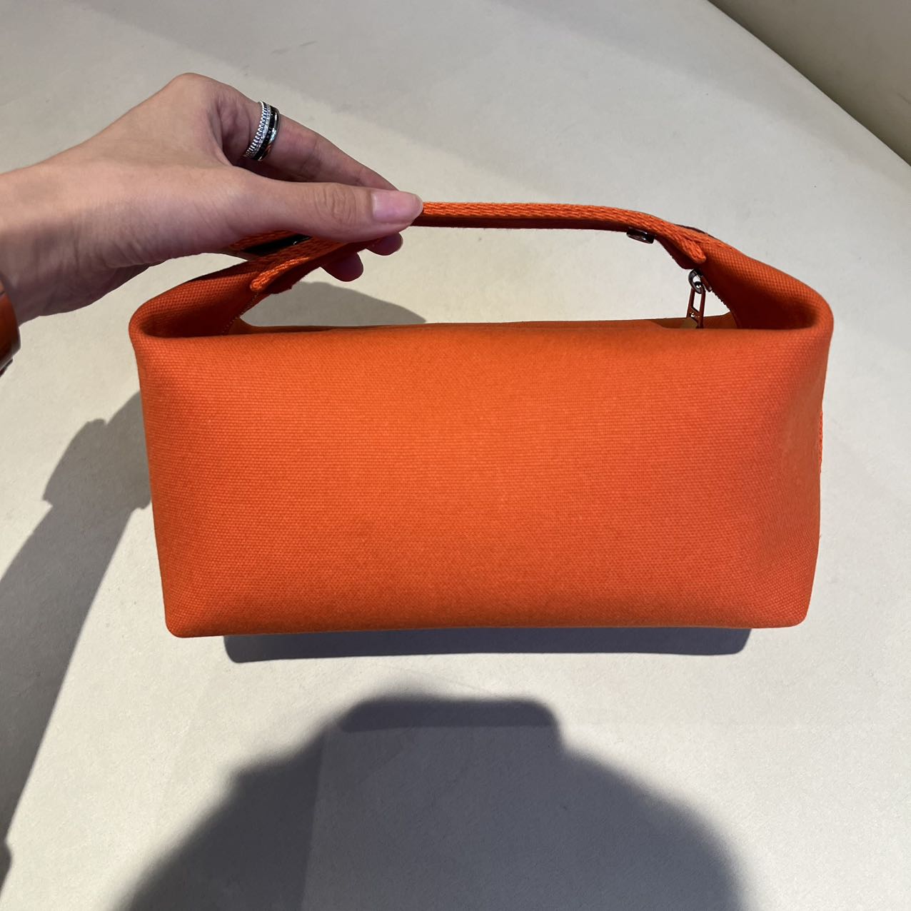 Pre-owned Certified Hermes Bride a Brac PM Orange Canvas, Not Used