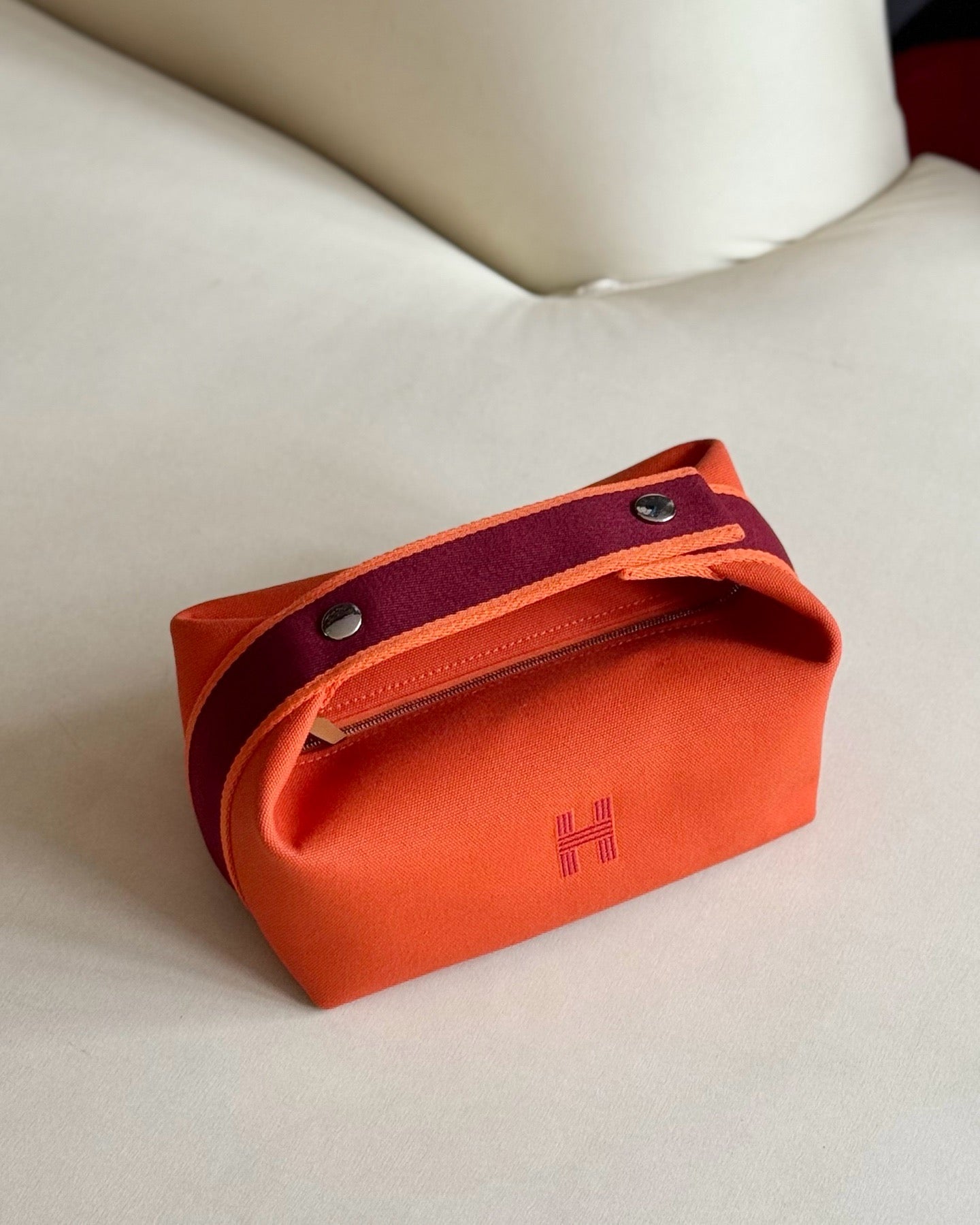 Pre-owned Certified Hermes Bride a Brac PM Orange Canvas, Not Used