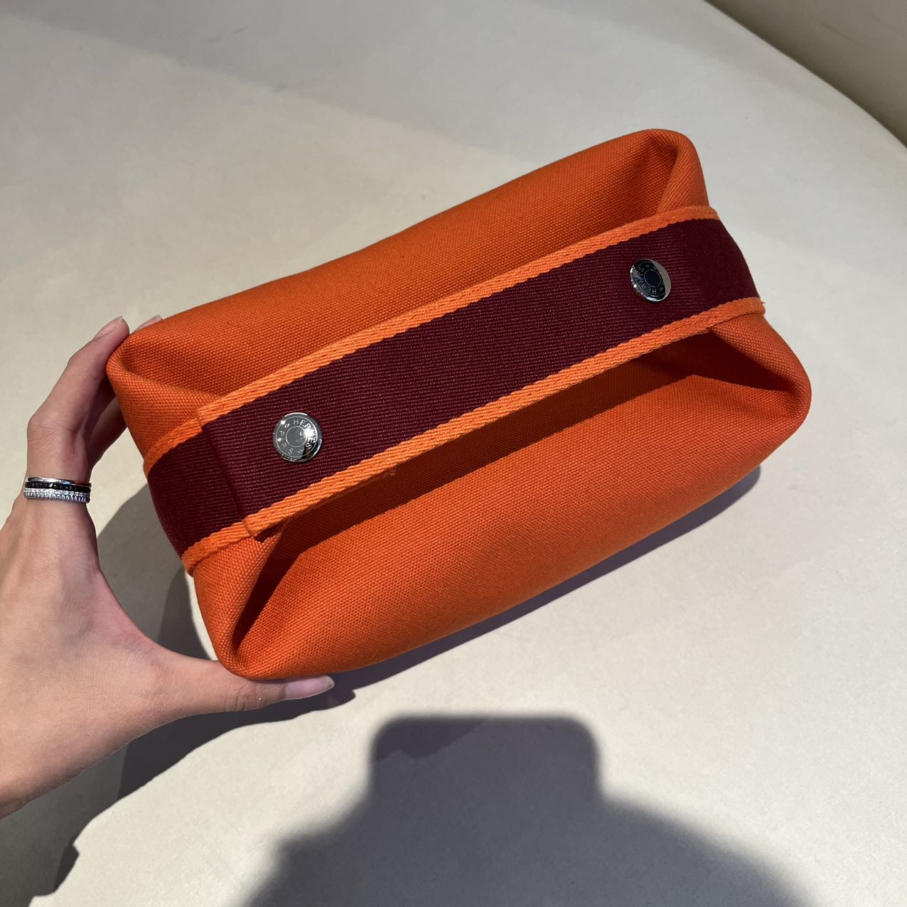 Pre-owned Certified Hermes Bride a Brac PM Orange Canvas, Not Used
