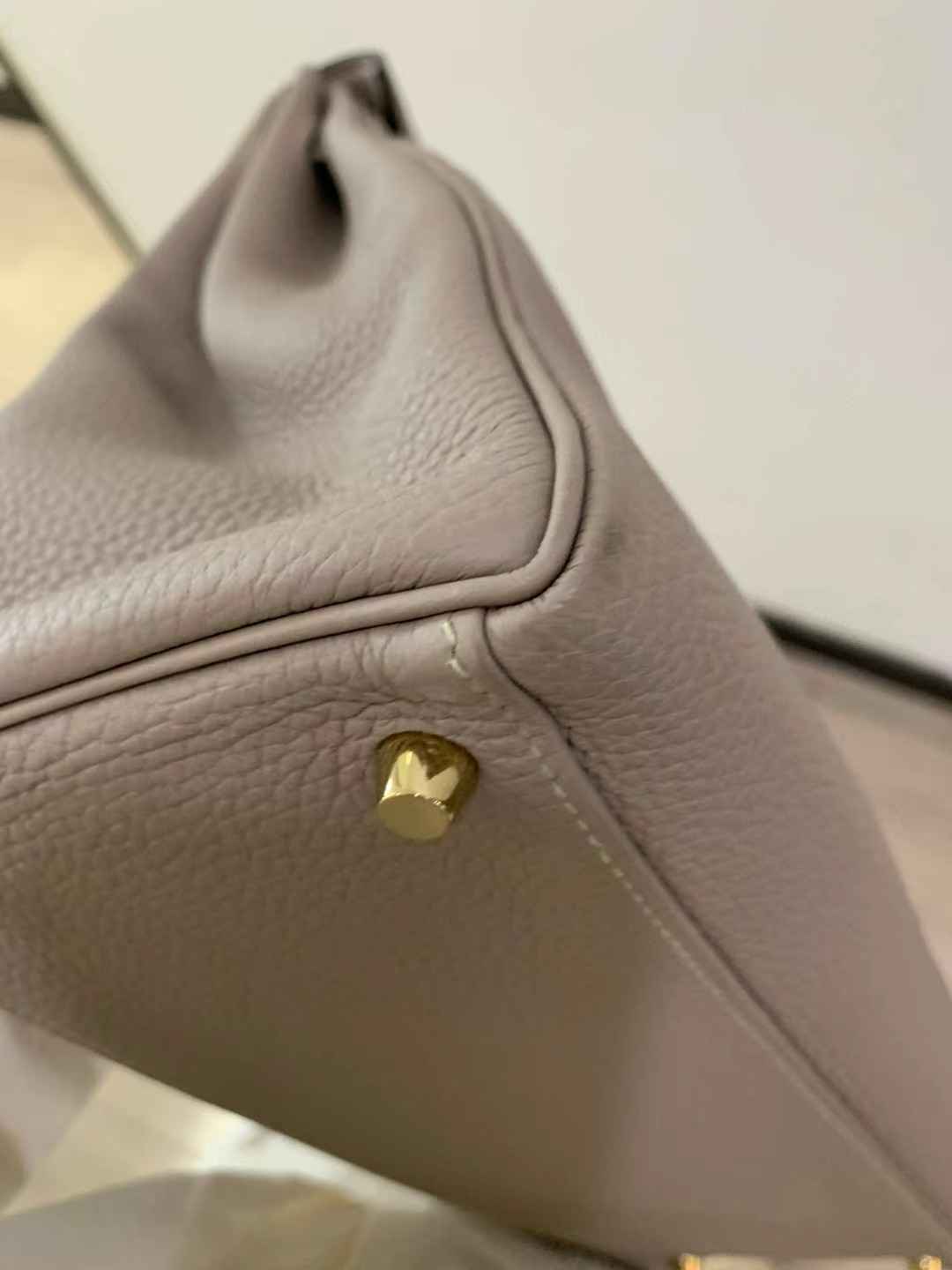 Pre-owned Certified Hermes Kelly 35 Retourne 81 Gris Tourterelle Togo with Golden Hardware, 2015 (T), w/ dust bag, lock&key, strap