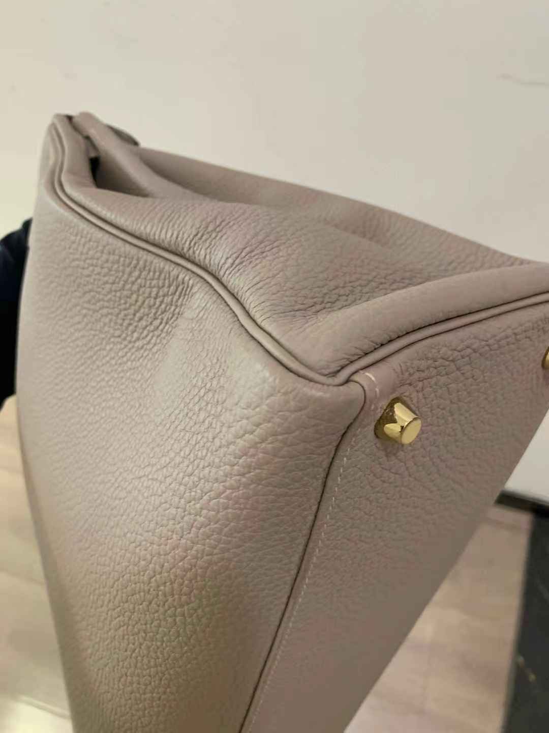 Pre-owned Certified Hermes Kelly 35 Retourne 81 Gris Tourterelle Togo with Golden Hardware, 2015 (T), w/ dust bag, lock&key, strap