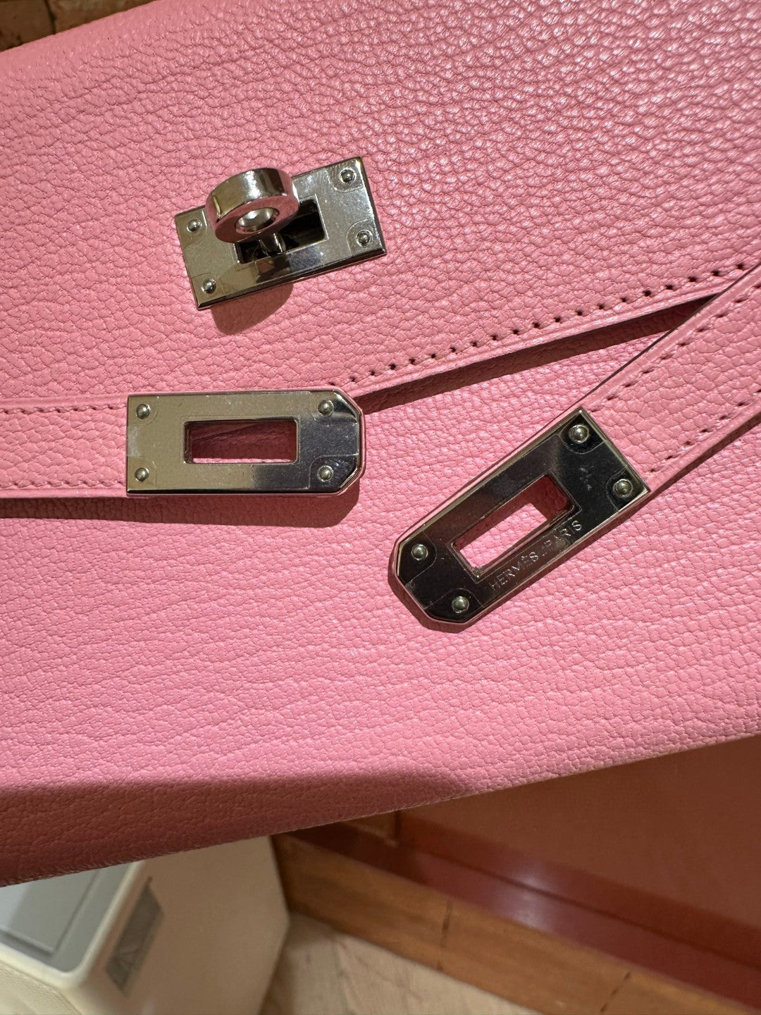 Pre-owned Certified Hermes Kelly Long Wallet Pink Chevre Silver Hardware, 2014