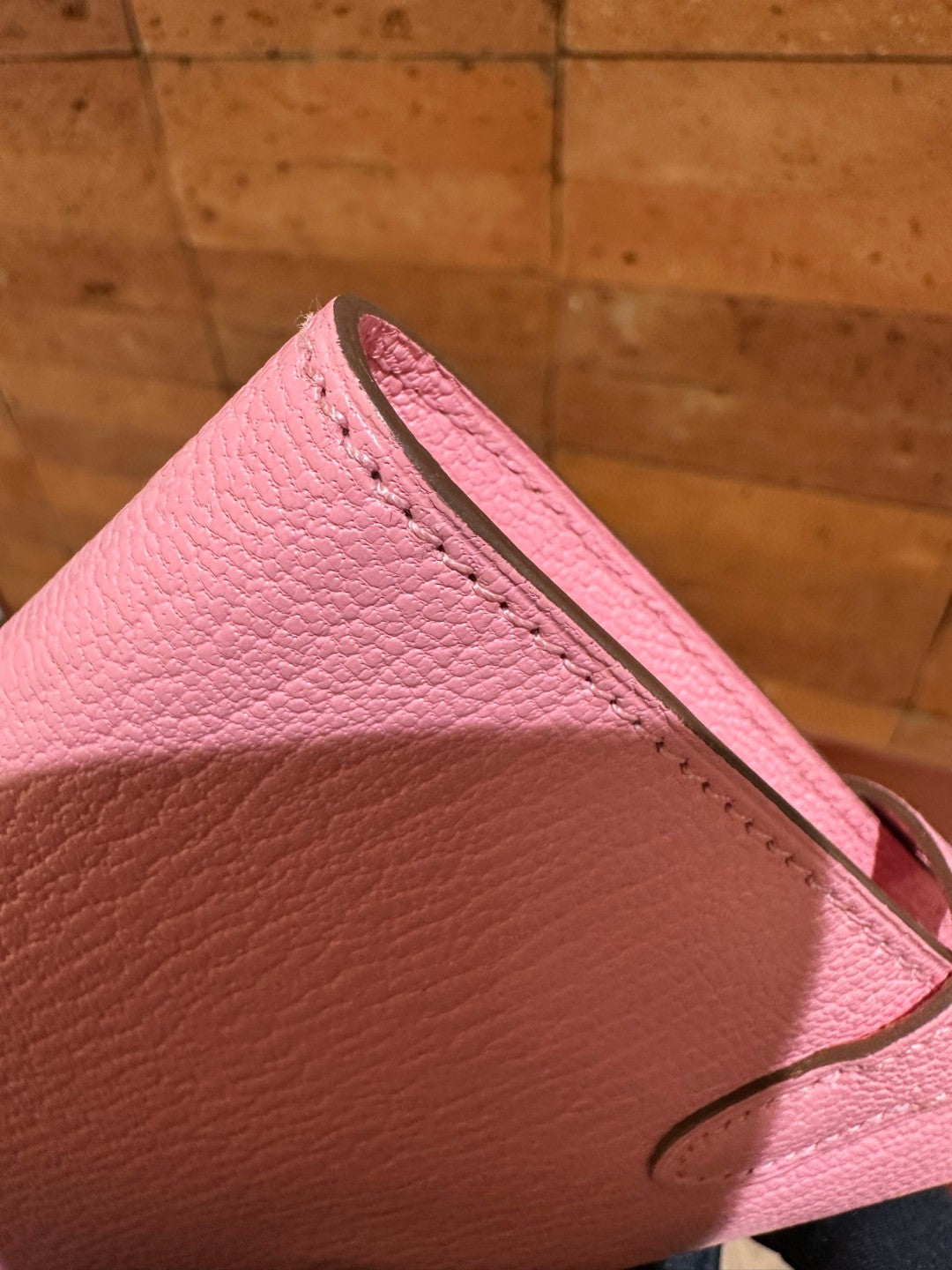 Pre-owned Certified Hermes Kelly Long Wallet Pink Chevre Silver Hardware, 2014