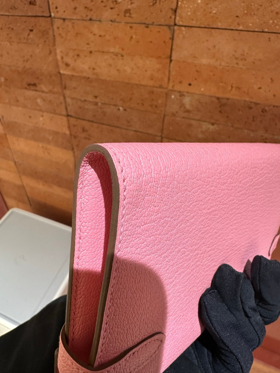 Pre-owned Certified Hermes Kelly Long Wallet Pink Chevre Silver Hardware, 2014