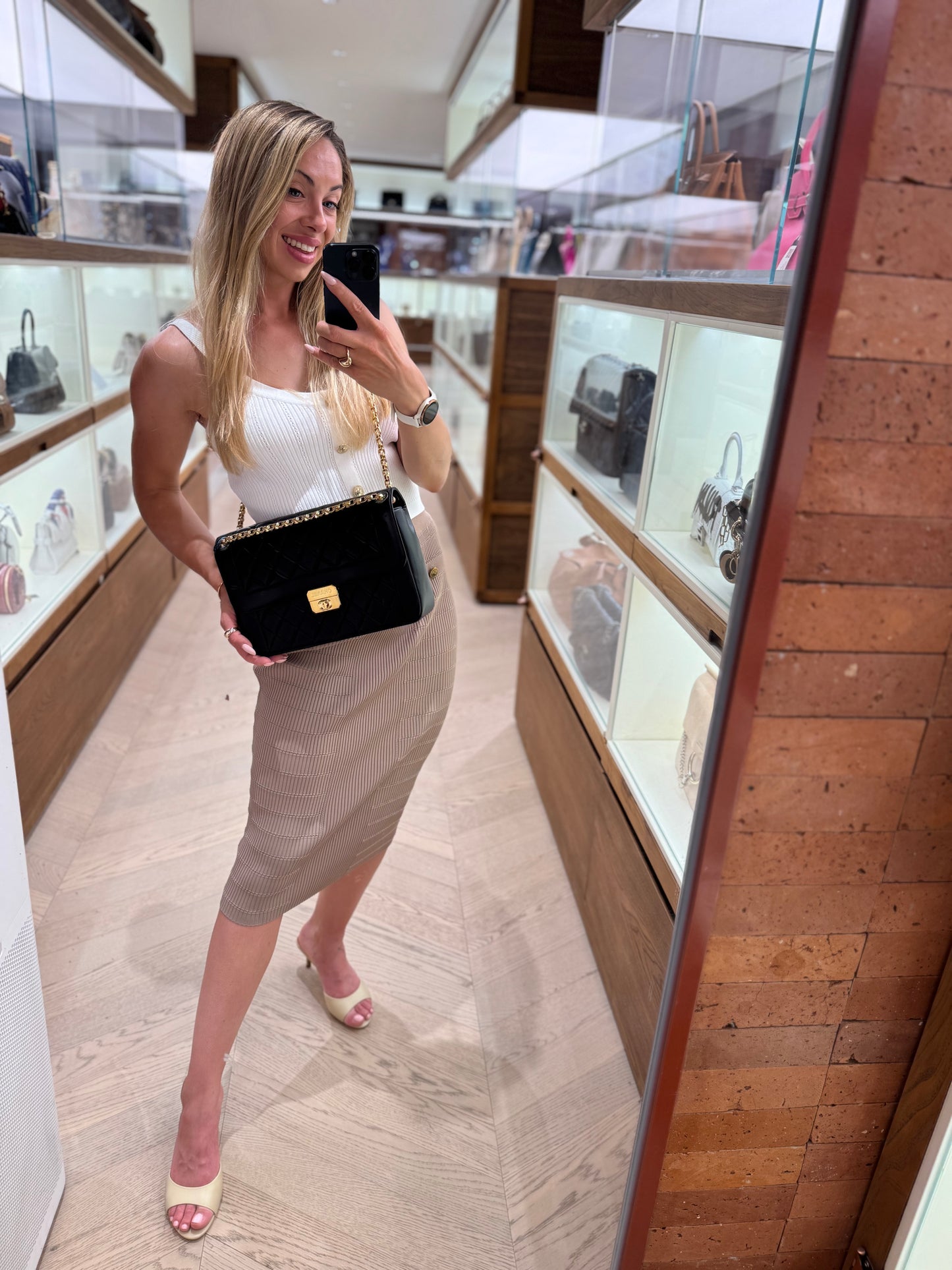 Pre-owned Certified Chanel Chic With Me Flap in Black Lambskin with Golden Hardware, 2014-2015, w/ Full set - Chanel Card, Box, Dust Bag