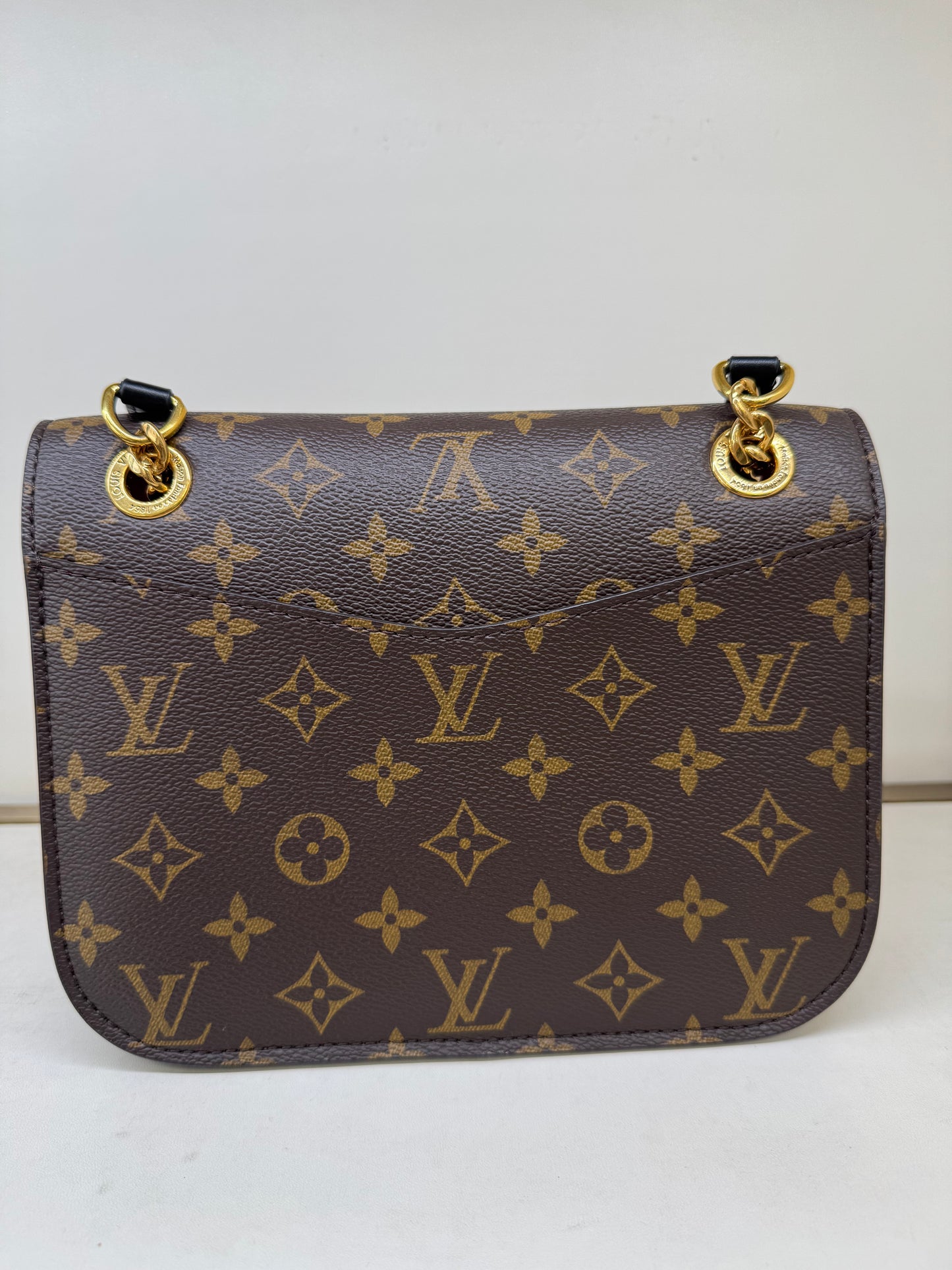 Pre-owned Certified LV Louis Vuitton Passy Monogram Coated Canvas with Golden Hardware, Microchipped, w/ dust bag