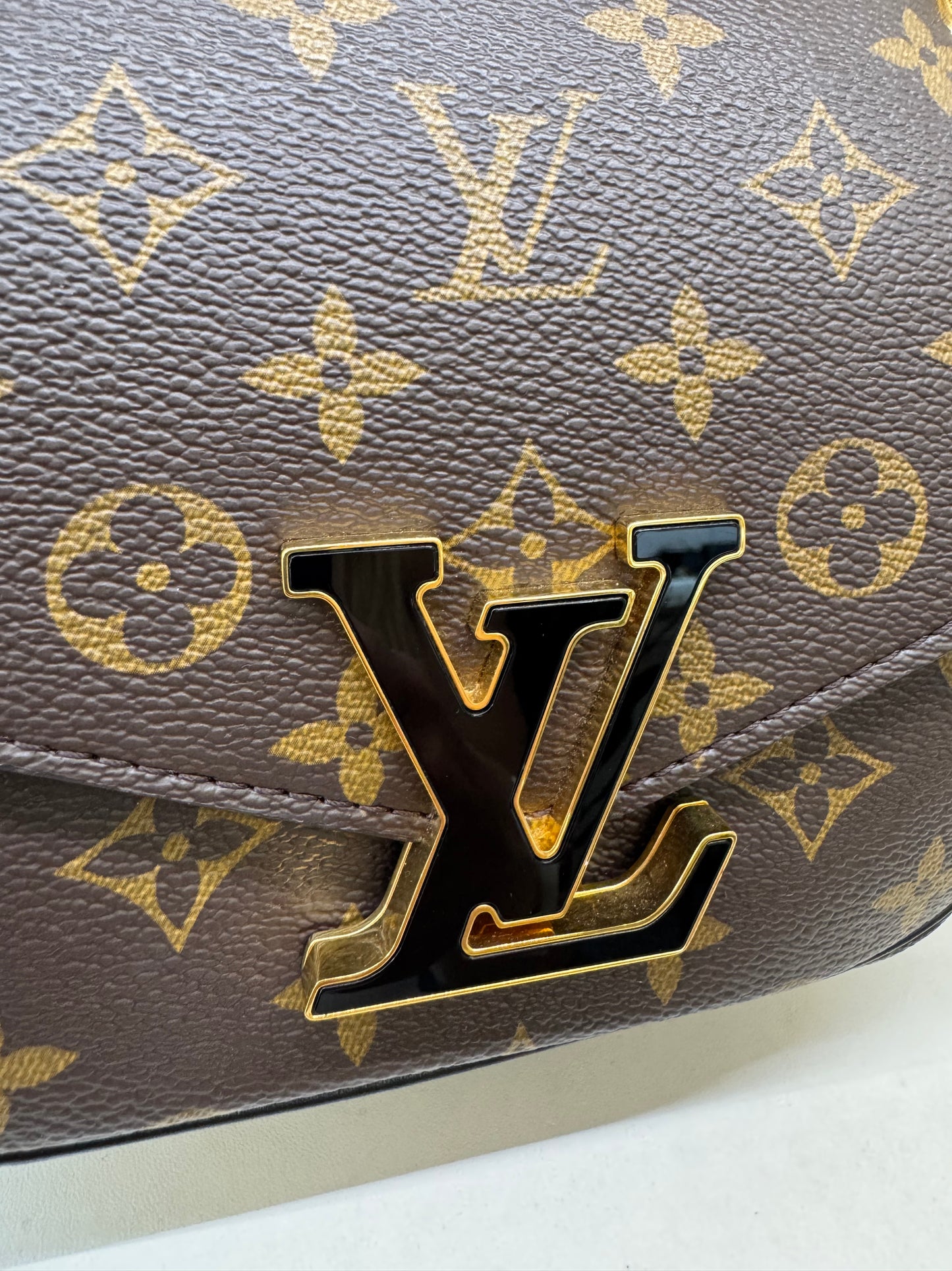Pre-owned Certified LV Louis Vuitton Passy Monogram Coated Canvas with Golden Hardware, Microchipped, w/ dust bag