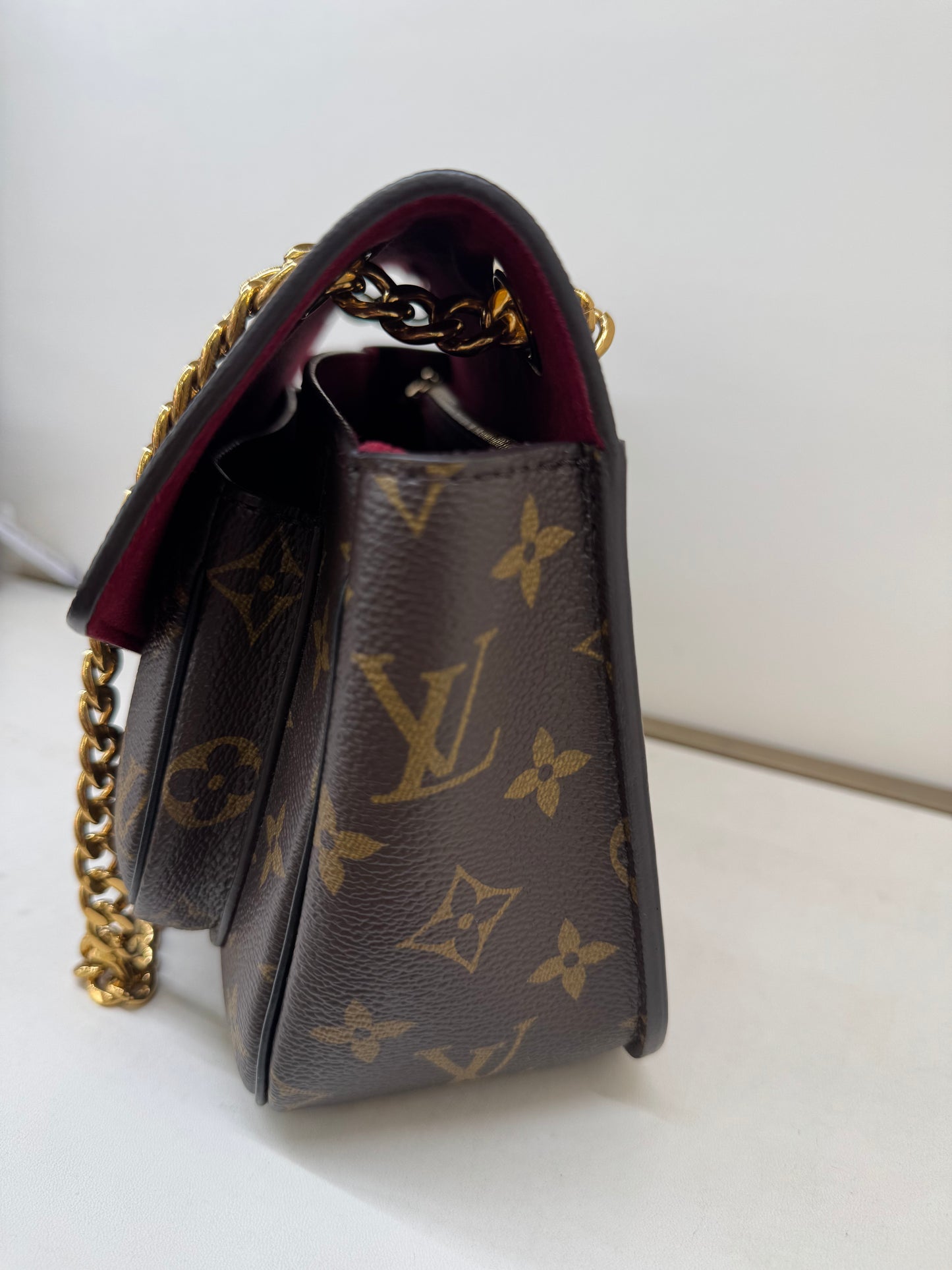 Pre-owned Certified LV Louis Vuitton Passy Monogram Coated Canvas with Golden Hardware, Microchipped, w/ dust bag