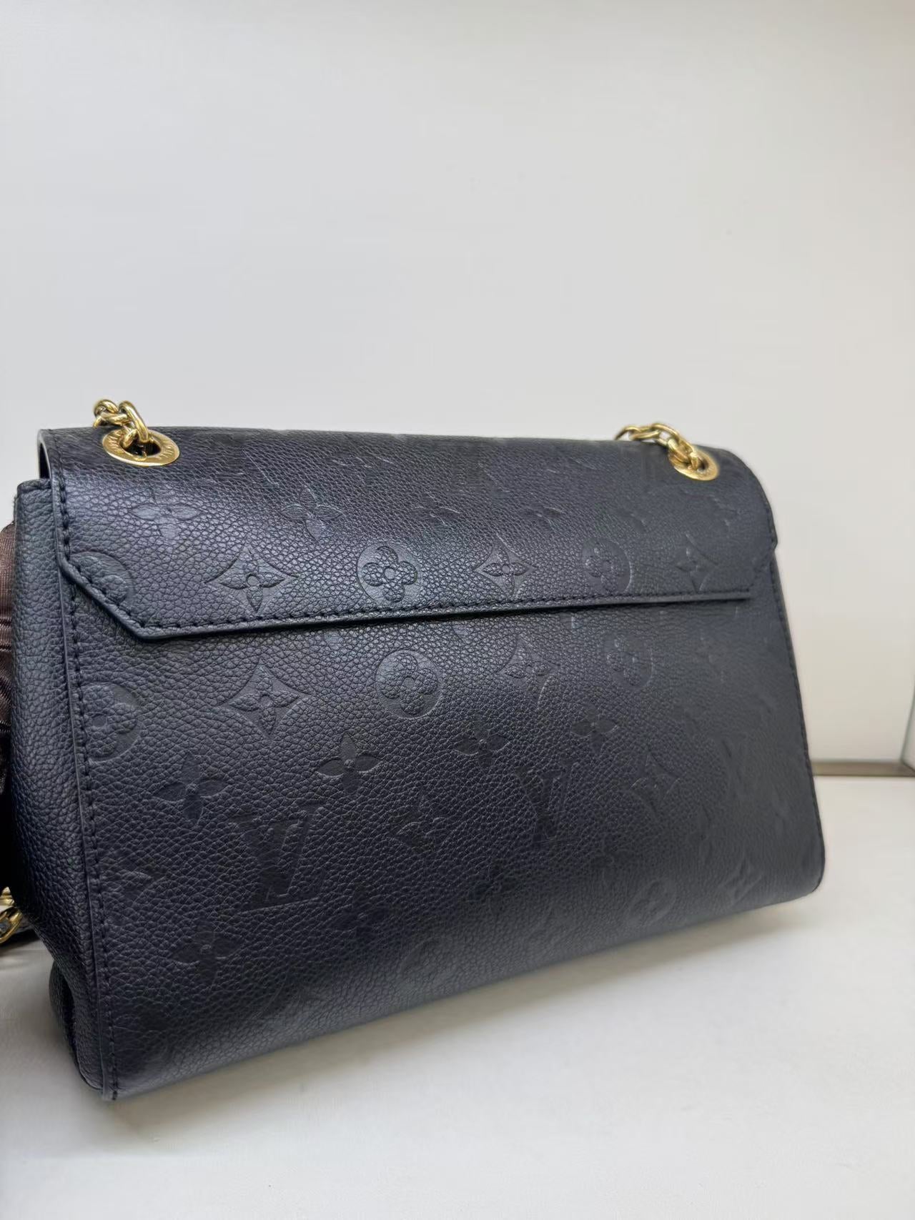 Pre-owned Certified LV Louis Vuitton Vavin Black Mongram Empreinte Golden Hw, Microchipped, w/ dust bag