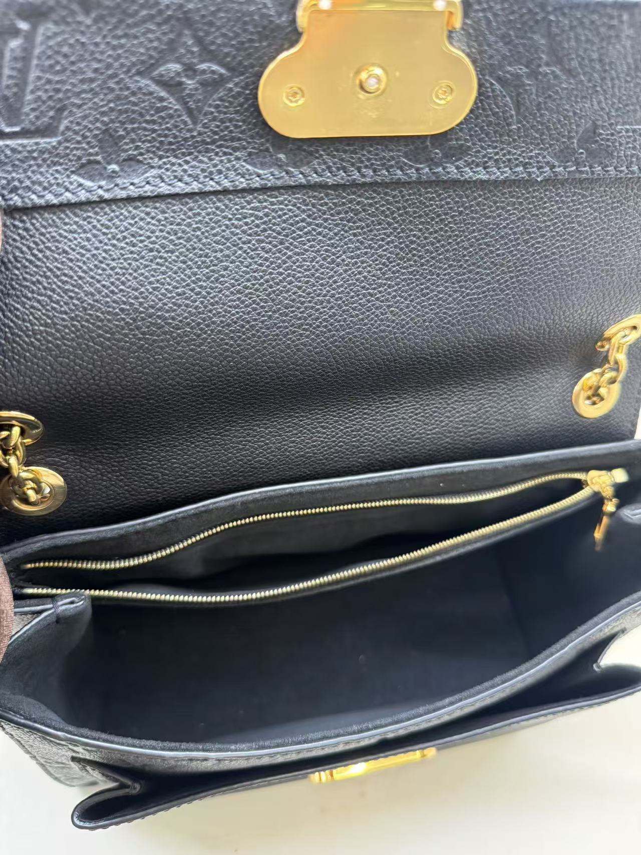 Pre-owned Certified LV Louis Vuitton Vavin Black Mongram Empreinte Golden Hw, Microchipped, w/ dust bag