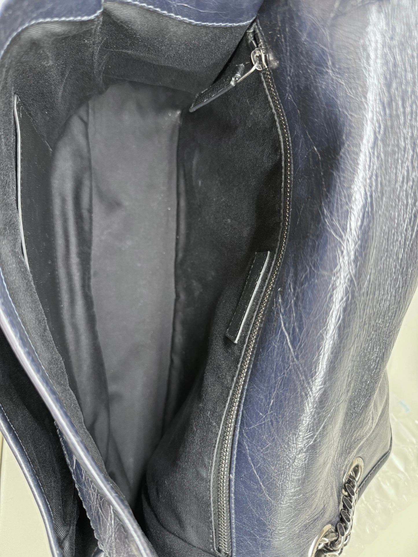 Pre-owned Certified Saint Laurent Large Niki Vintage Calfskin Navy Blue with Dark Silver Hardware, 2018, w/ dust bag