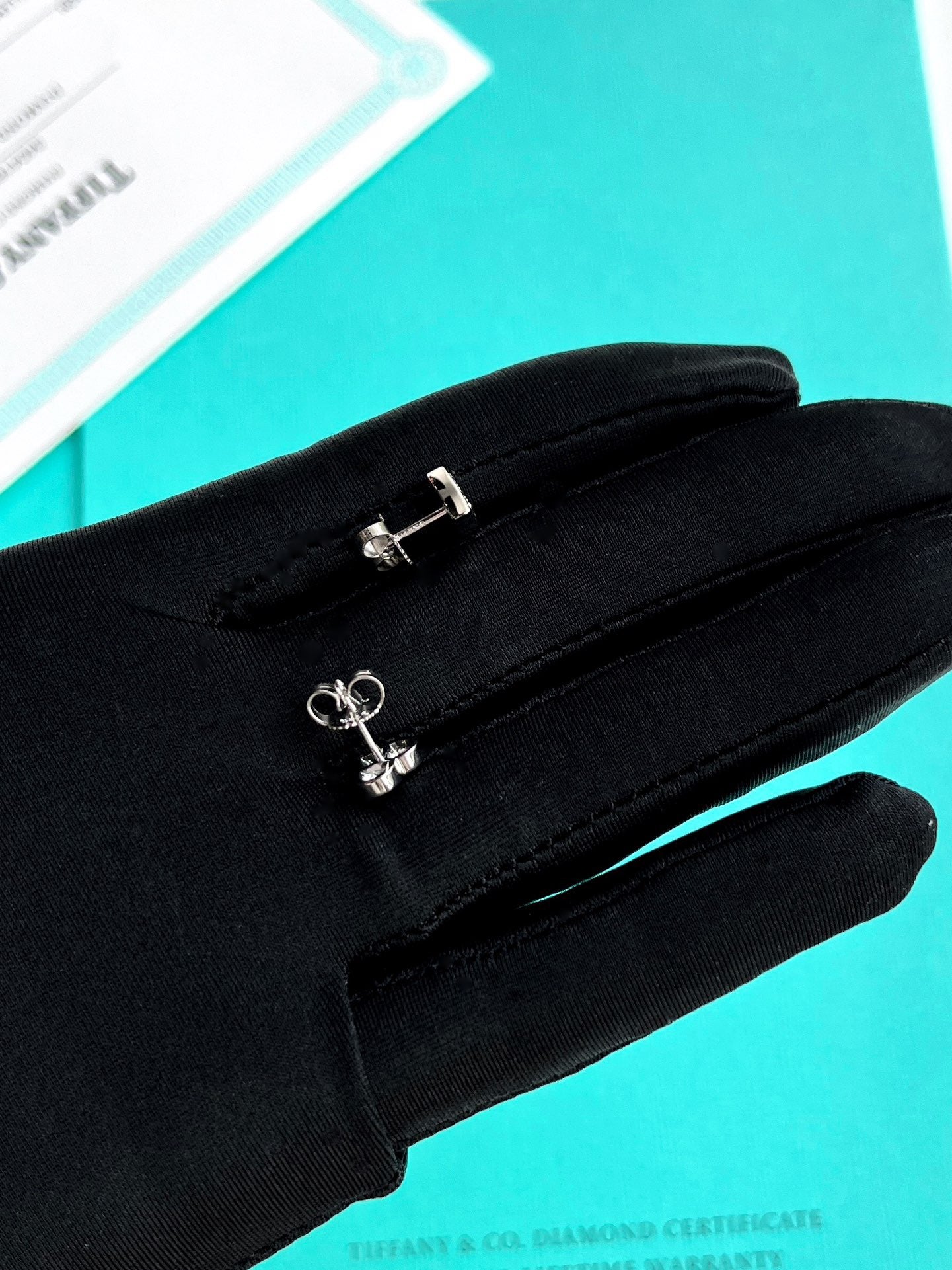 Pre-owned Certified Tiffany&Co. Heart Diamond Stud Earrings Platinum