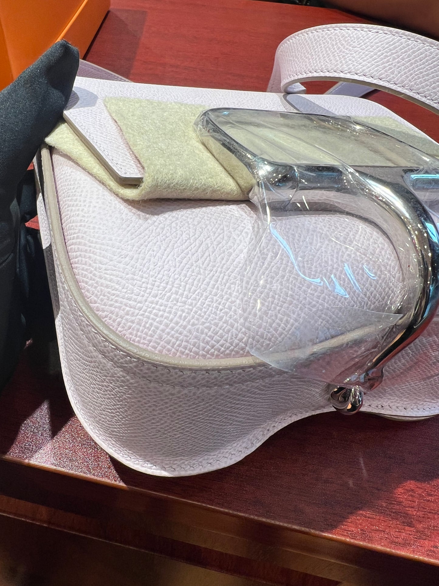 Pre-owned Hermes Mini Della Cavalleria Mauve Pale Epsom Silver hw, 2022 (U), Not Used, Full Set