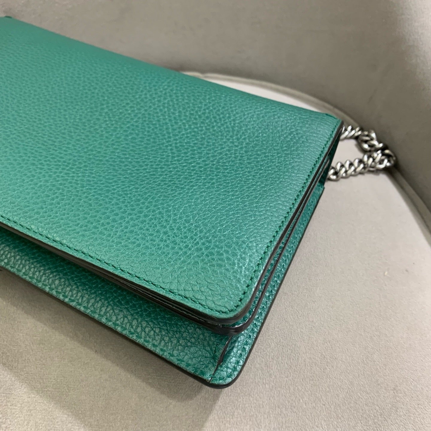 Pre-owned Certified Gucci Dionysus Medium Green Calfskin with Crystal Hardware, w/ dust bag