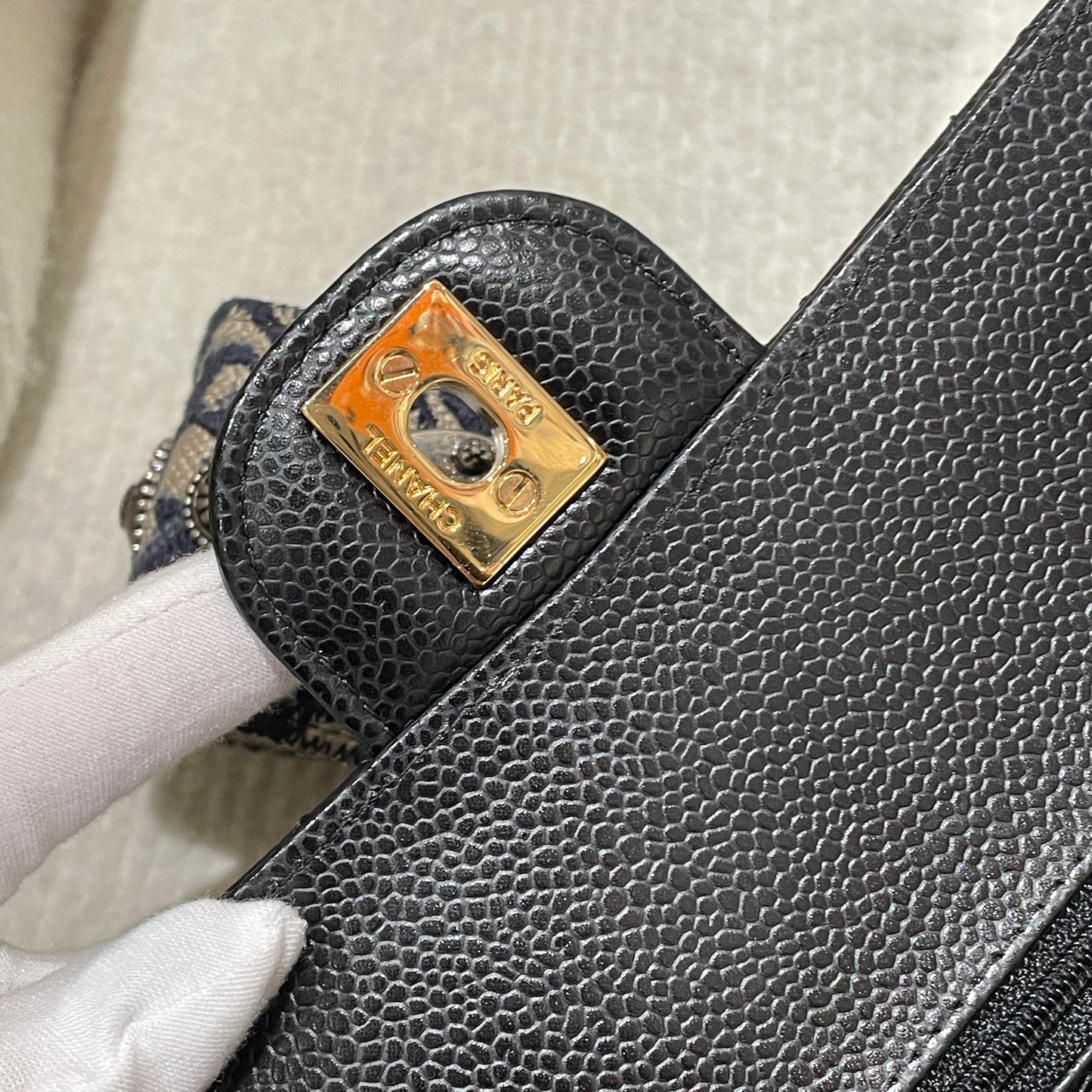 Pre-owned Certified Chanel Medium CF Double Classic Flap in Black Caviar Leather with Golden Hardware, 2021, w/ full set