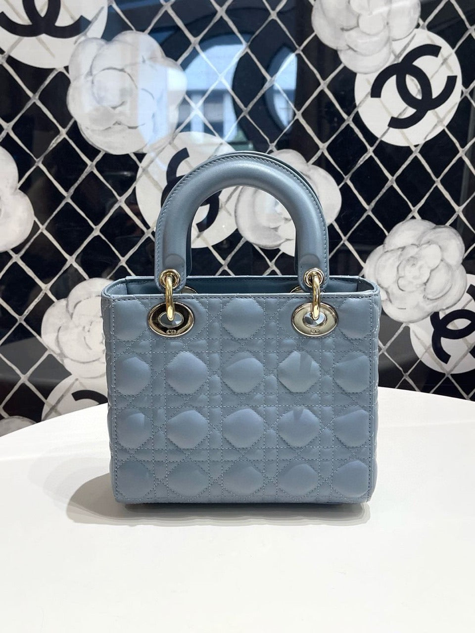 Pre-owned Lady Dior Sky Blue with Blue Charms, 2022, Like New, w/ full set