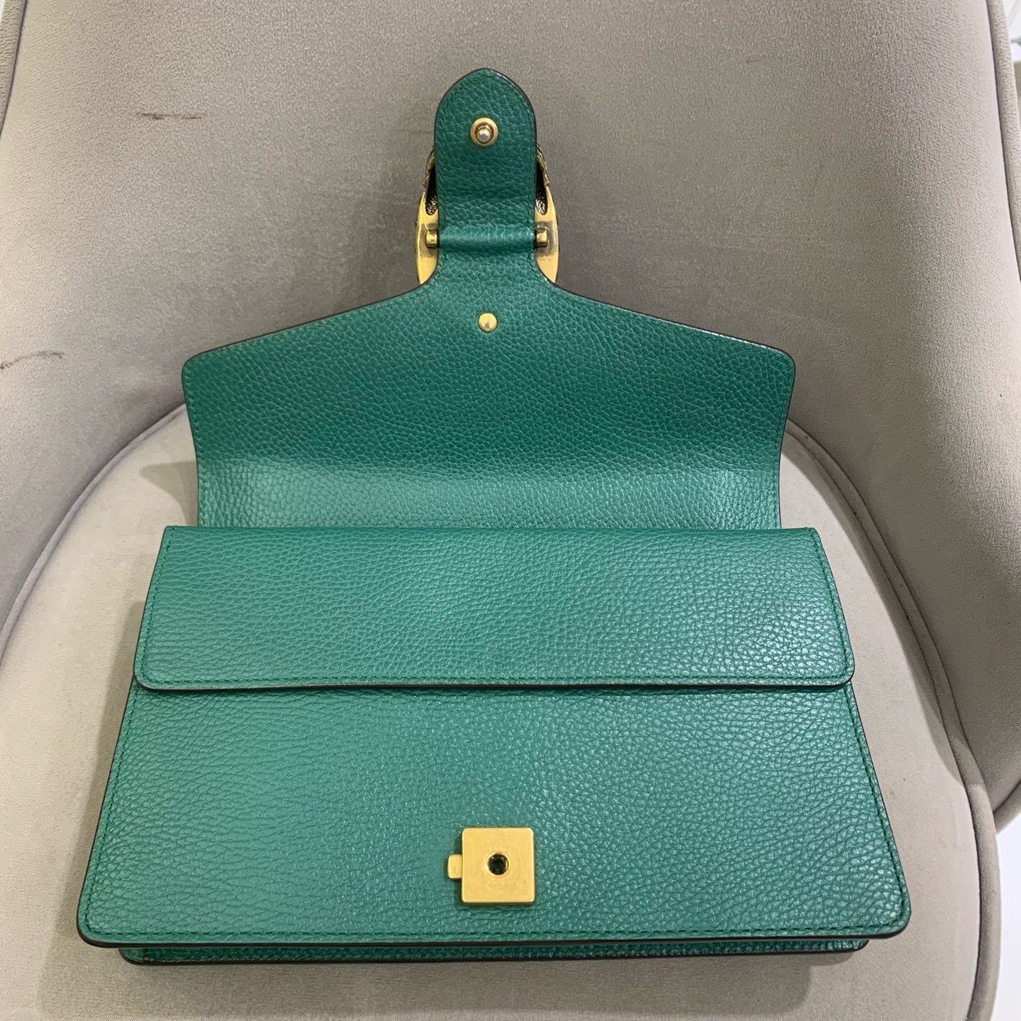 Pre-owned Certified Gucci Dionysus Medium Green Calfskin with Crystal Hardware, w/ dust bag