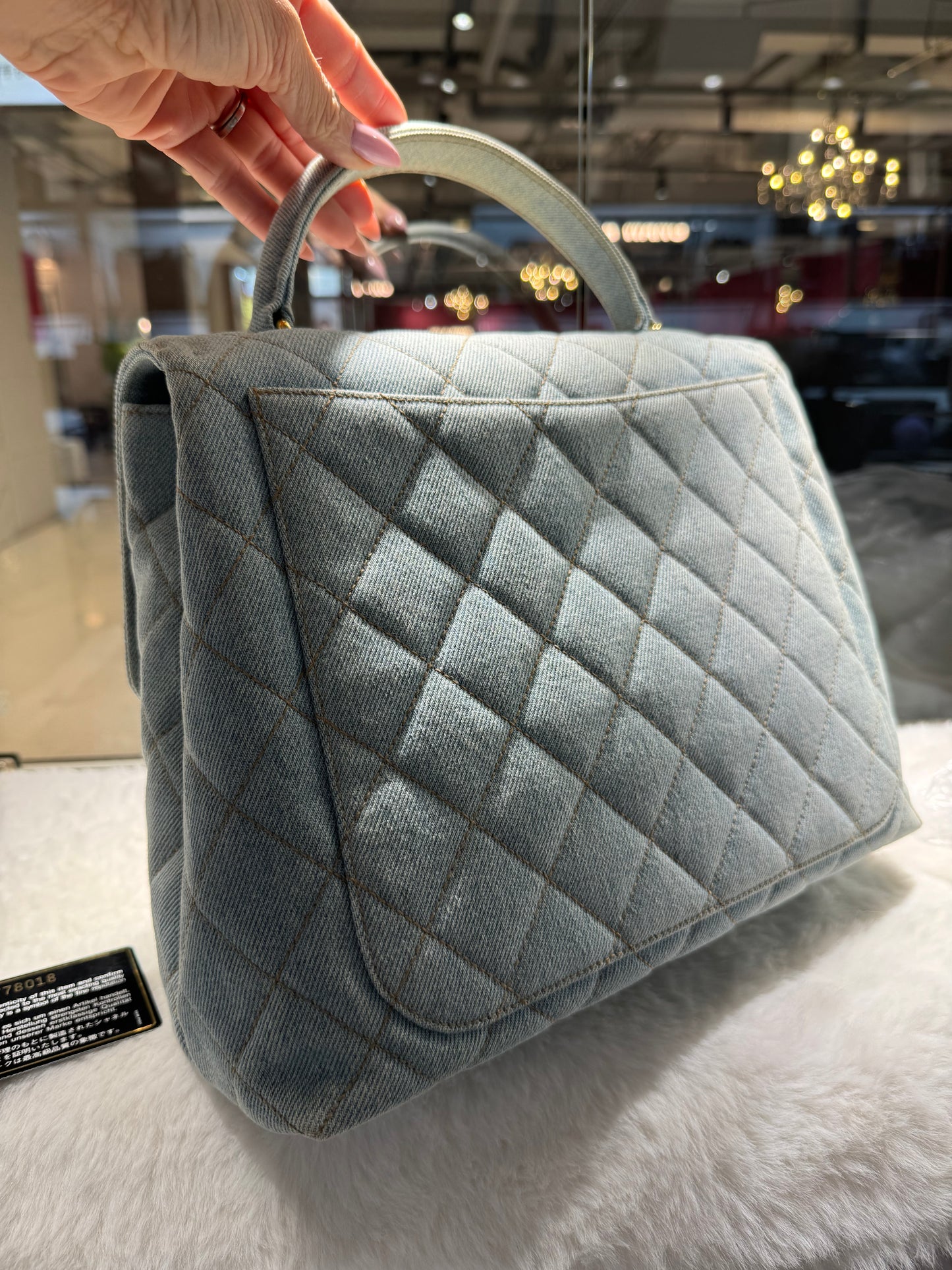 Pre-owned Chanel Kelly Diamond Quilted Denim Vintage with card!