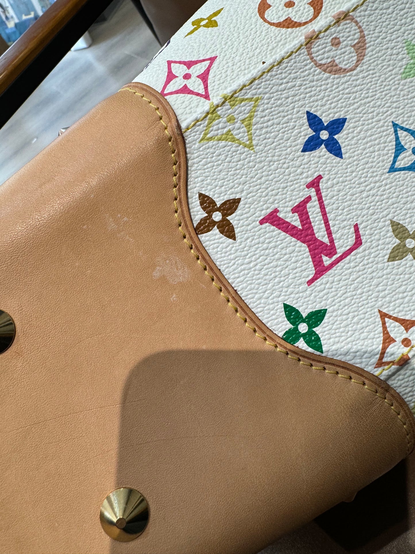 Pre-owned LV Louis Vuitton Judy GM White Murakami Multicolor Monogram