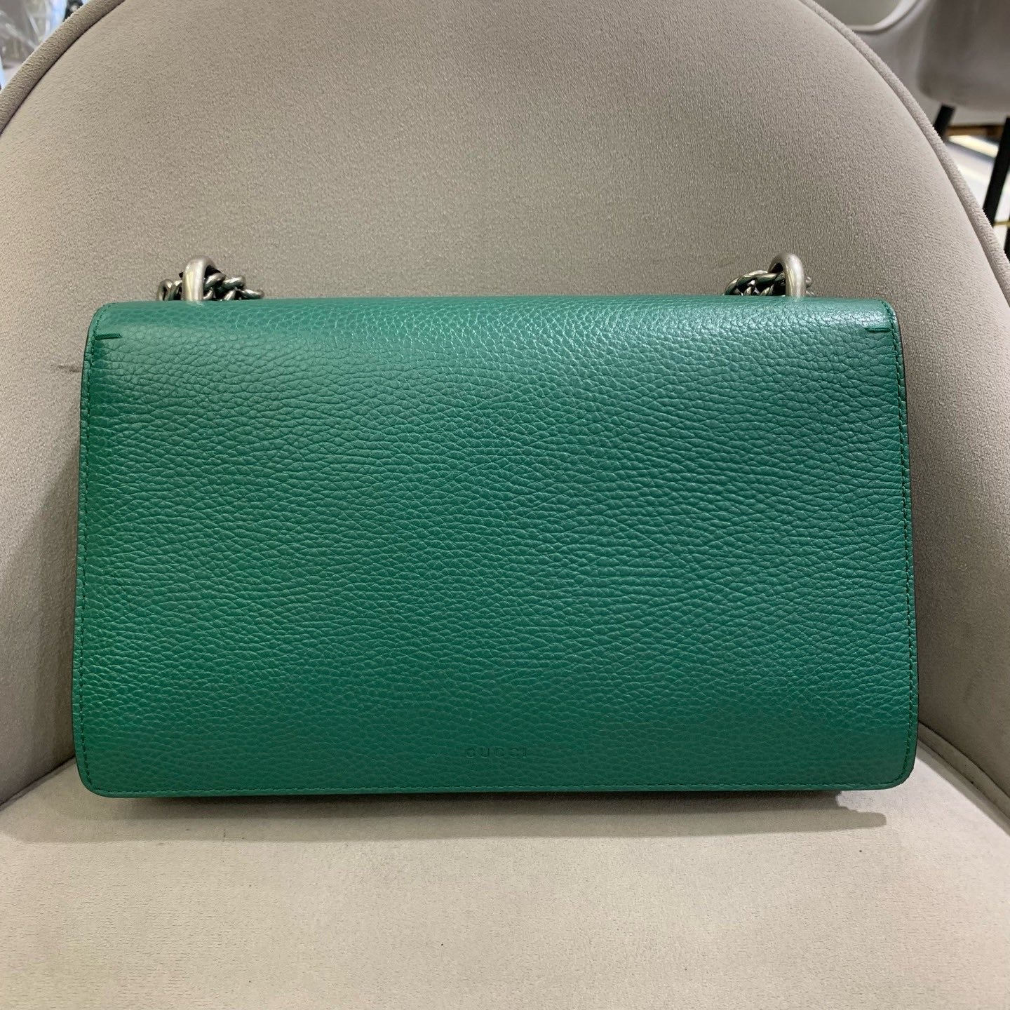 Pre-owned Certified Gucci Dionysus Medium Green Calfskin with Crystal Hardware, w/ dust bag