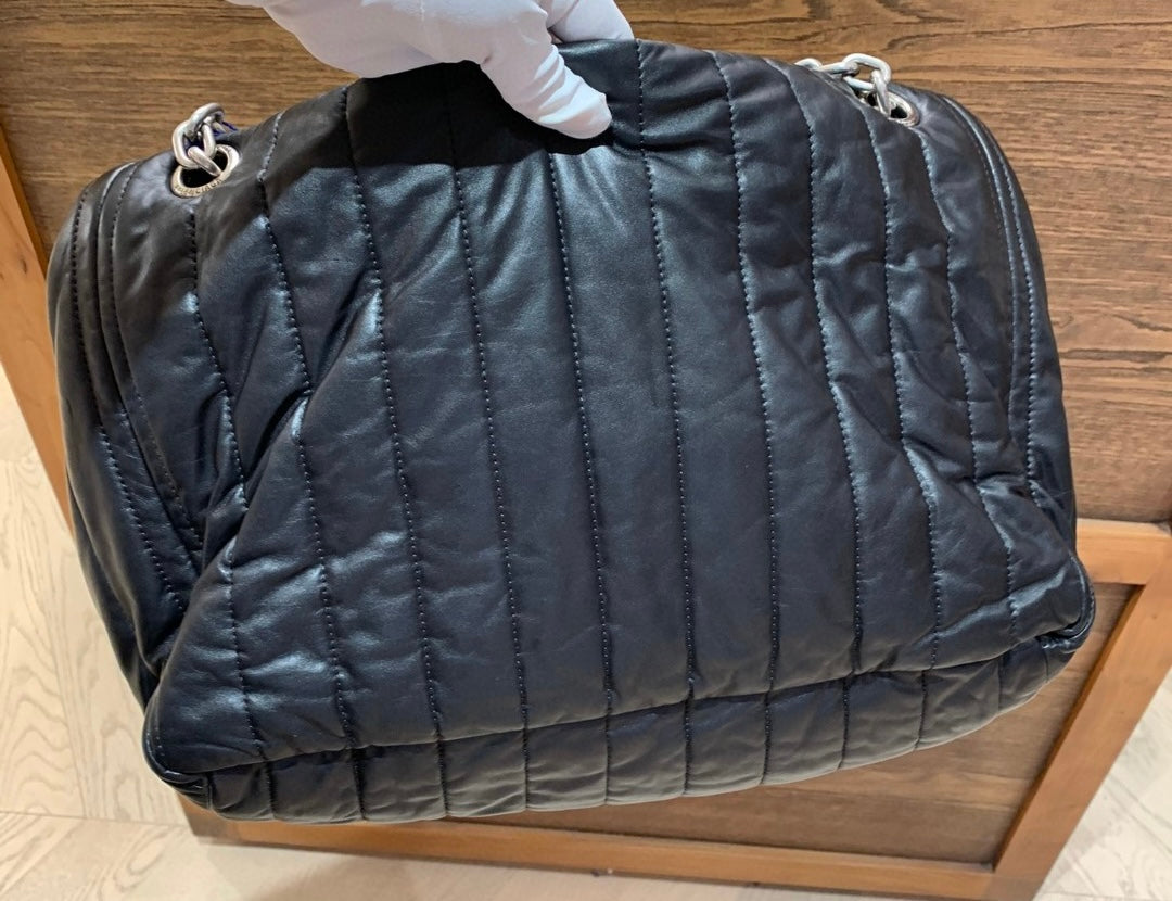 Pre-owned Certified Balenciaga Monaco Quilted Thin Calfskin Aged Silver Hardware, w/ dust bag