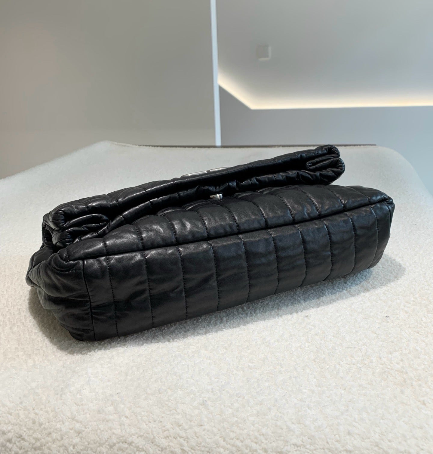Pre-owned Certified Balenciaga Monaco Quilted Thin Calfskin Aged Silver Hardware, w/ dust bag
