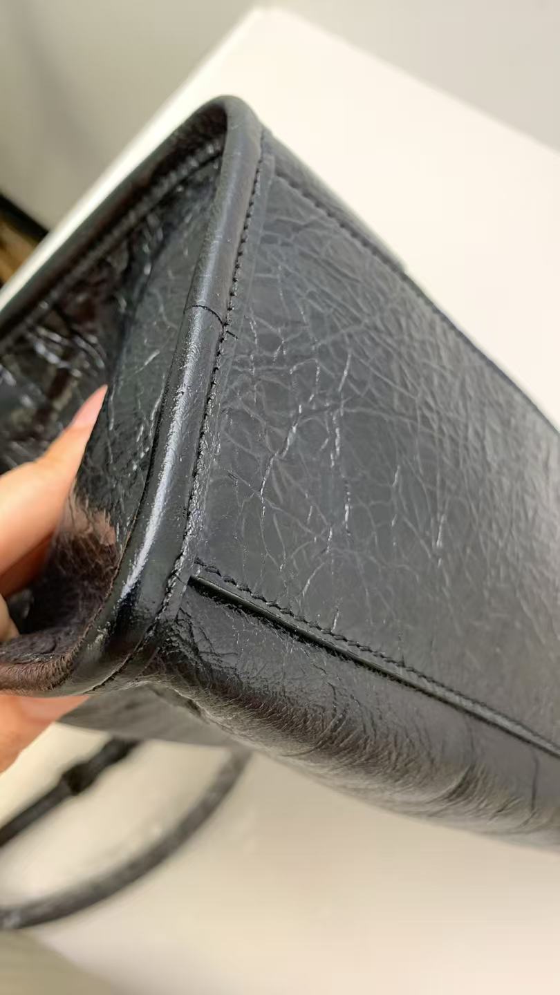 Pre-owned Certified Limited Balenciaga Small Le City Tote in Black Leather with Black Hardware, w/ strap