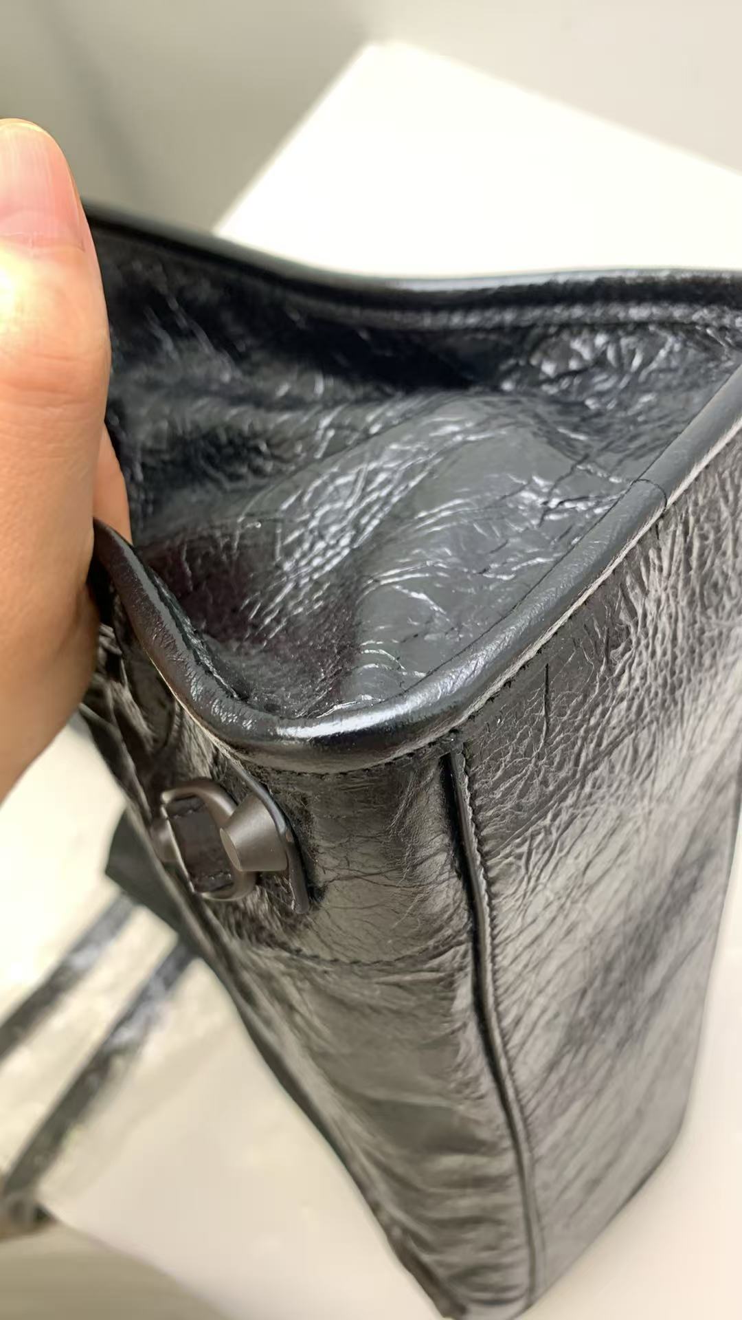 Pre-owned Certified Limited Balenciaga Small Le City Tote in Black Leather with Black Hardware, w/ strap