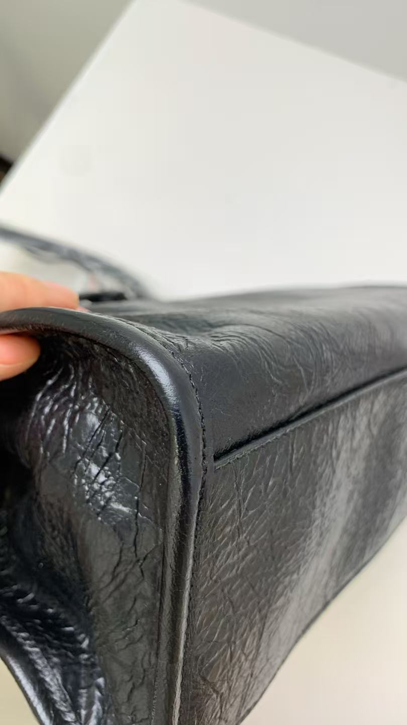 Pre-owned Certified Limited Balenciaga Small Le City Tote in Black Leather with Black Hardware, w/ strap