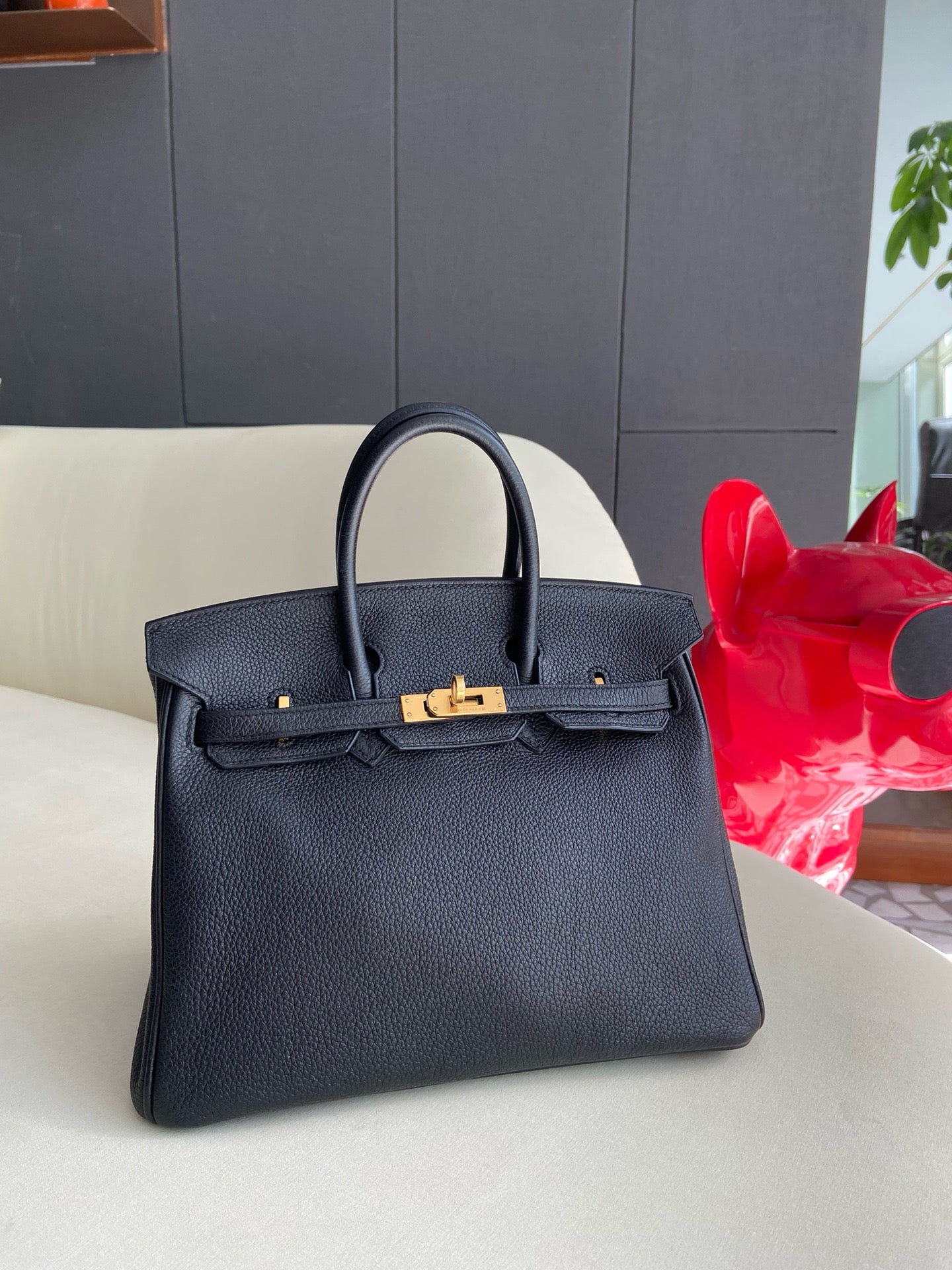 Pre-owned Hermes Birkin 25 Black Togo Golden Hardware, 2016, w/ lock&keys with clochette, dust bag