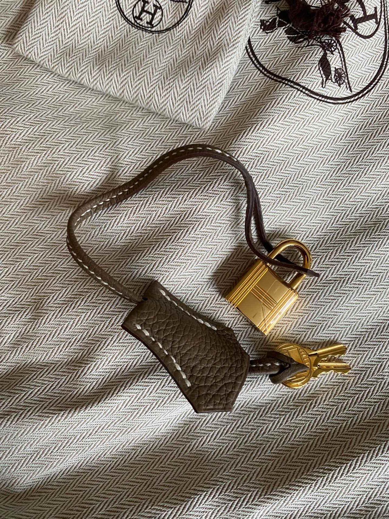 Pre-owned Certified Hermes Birkin 30 Etoupe 18 Togo Leather Golden Hardware, 2016 (X), with Full Set - box, dust bag, lock&key 
