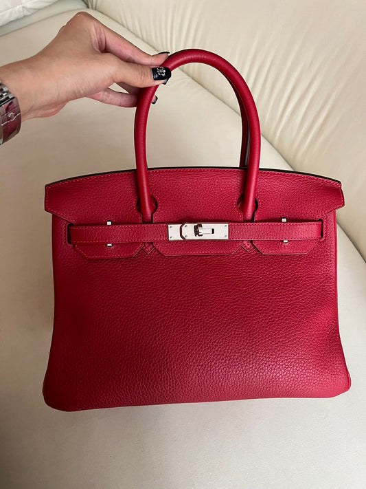 Pre-owned Hermes Birkin 30 Togo Leather Rouge Casaque Silver Hardware, 2012, w/ box, lock&key with clochette, dust bag