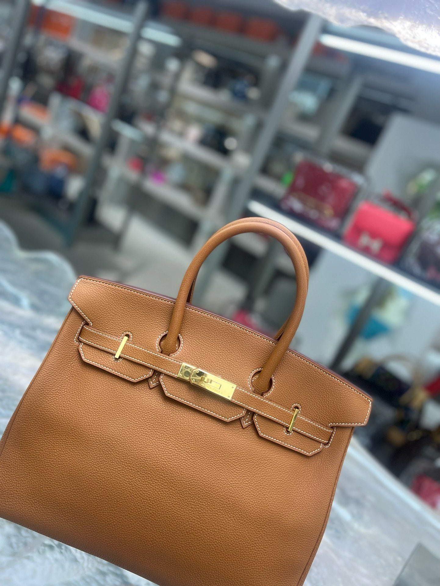 Pre-owned Hermes Birkin 35 Golden Brown Togo Golden hw, 2002 [F], Full Set