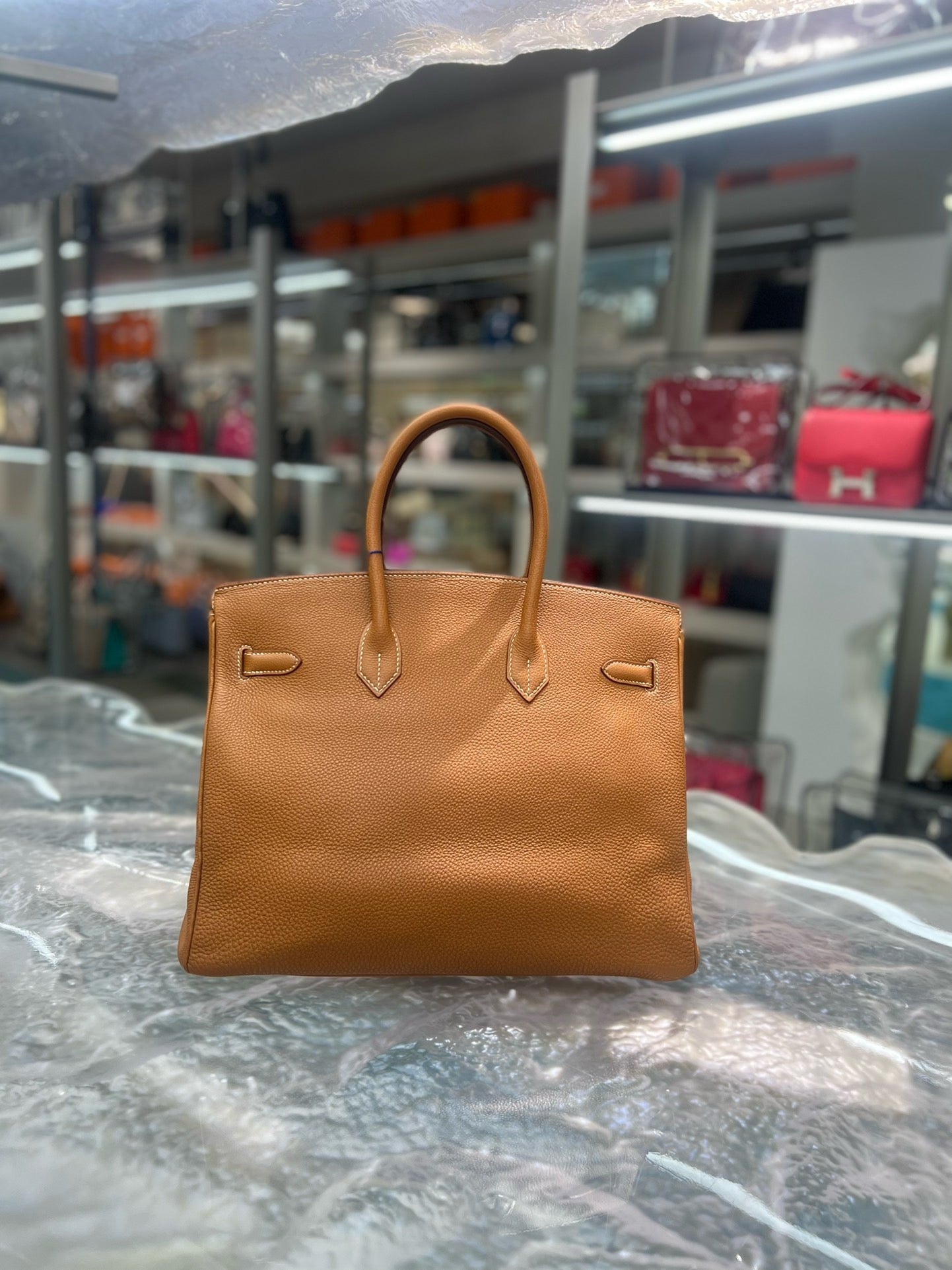 Pre-owned Hermes Birkin 35 Golden Brown Togo Golden hw, 2002 [F], Full Set