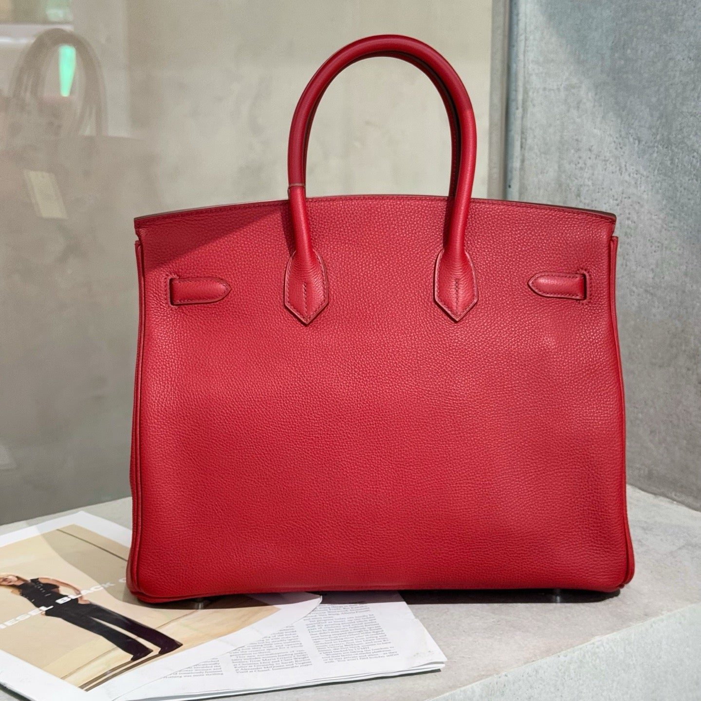 Pre-owned Certified Hermes Birkin 35 in Q5 Rouge Casaque Togo Leather with Silver Hardware, 2009, w/ full set