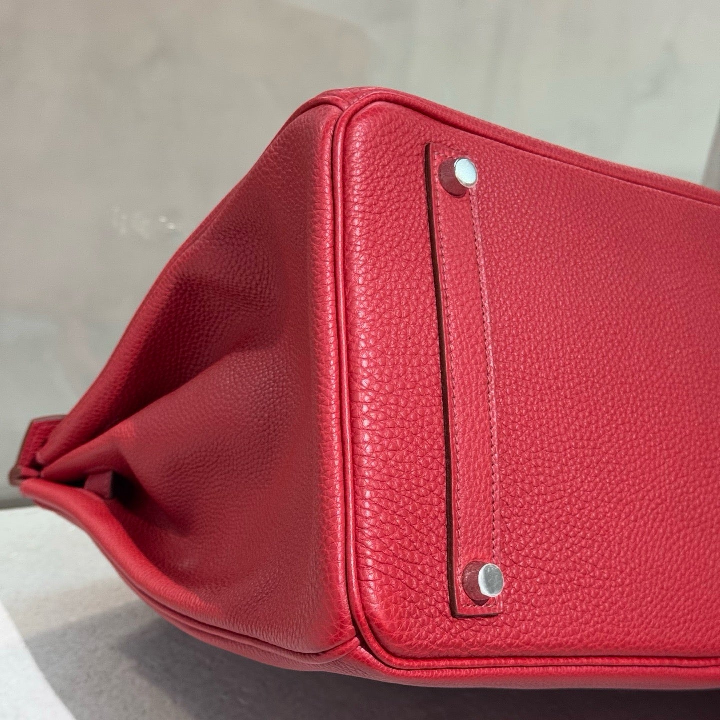 Pre-owned Certified Hermes Birkin 35 in Q5 Rouge Casaque Togo Leather with Silver Hardware, 2009, w/ full set