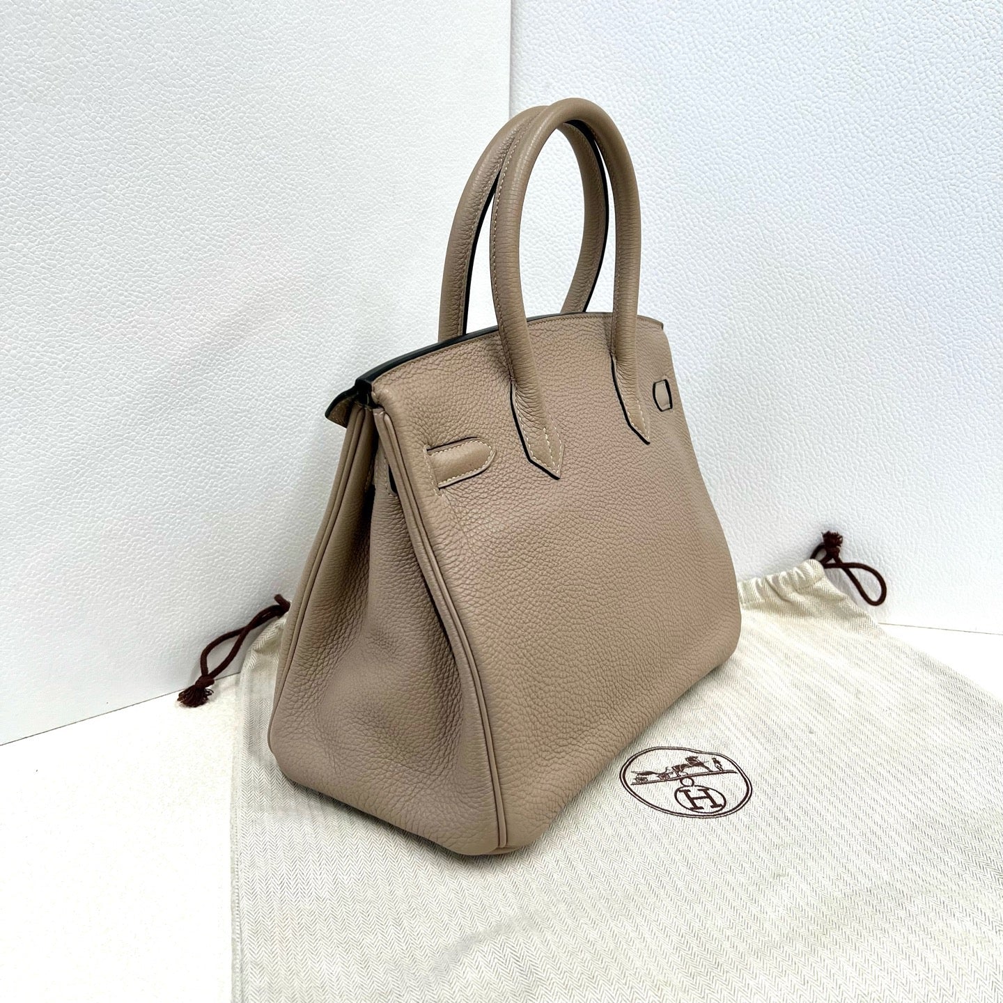 Pre-owned Certified Hermes Birkin 30 in Etoupe 18 Togo Leather with Golden Hardware, 2011, w/ lock&key, dust bag