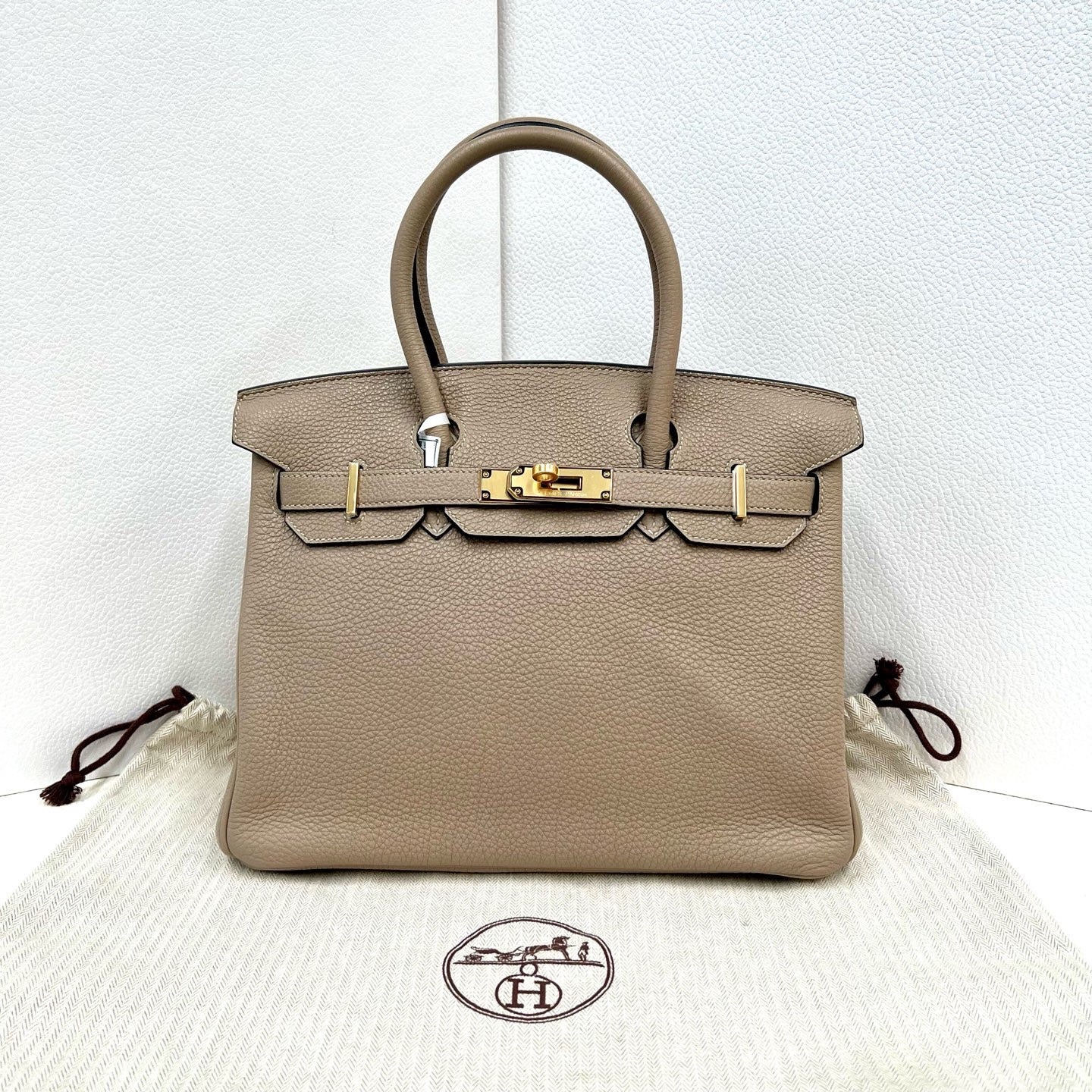 Pre-owned Certified Hermes Birkin 30 in Etoupe 18 Togo Leather with Golden Hardware, 2011, w/ lock&key, dust bag