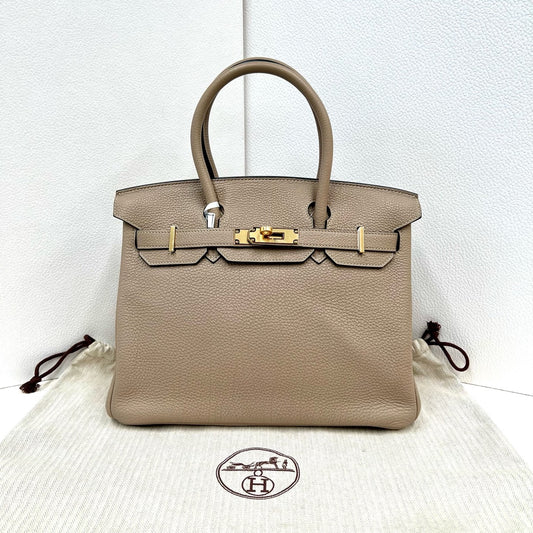 Pre-owned Certified Hermes Birkin 30 in Etoupe 18 Togo Leather with Golden Hardware, 2011, w/ lock&key, dust bag