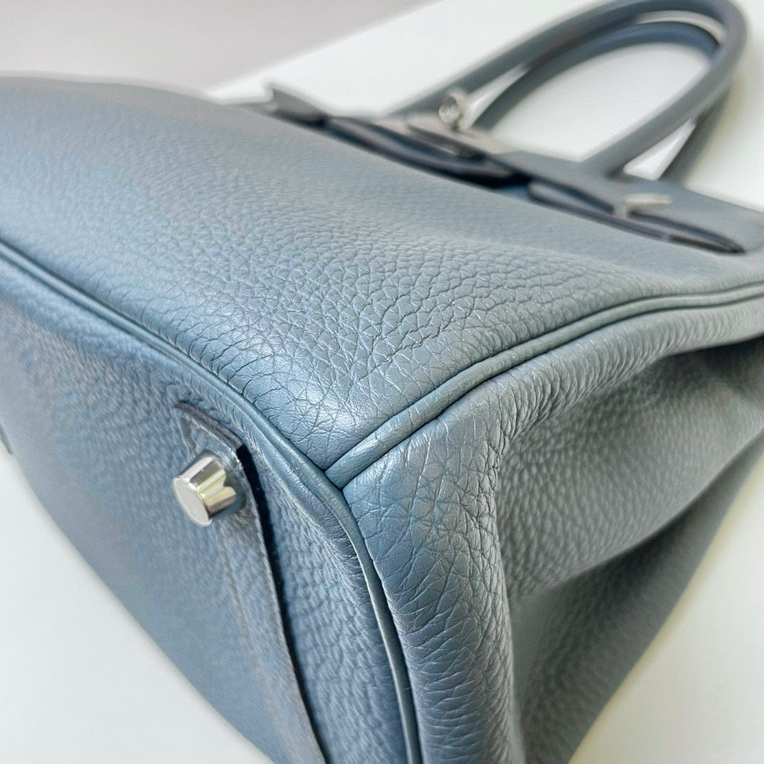 Pre-owned Hermes Birkin 30 Bleu Orage 7Y Togo Leather, Silver Hardware, 2012, w/ dust bag, lock&key