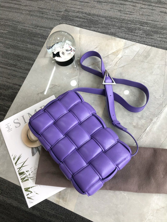 Pre-owned Certified Bottega Veneta BV Padded Cassette in Purple Intrecciato Lambskin, w/ dust bag