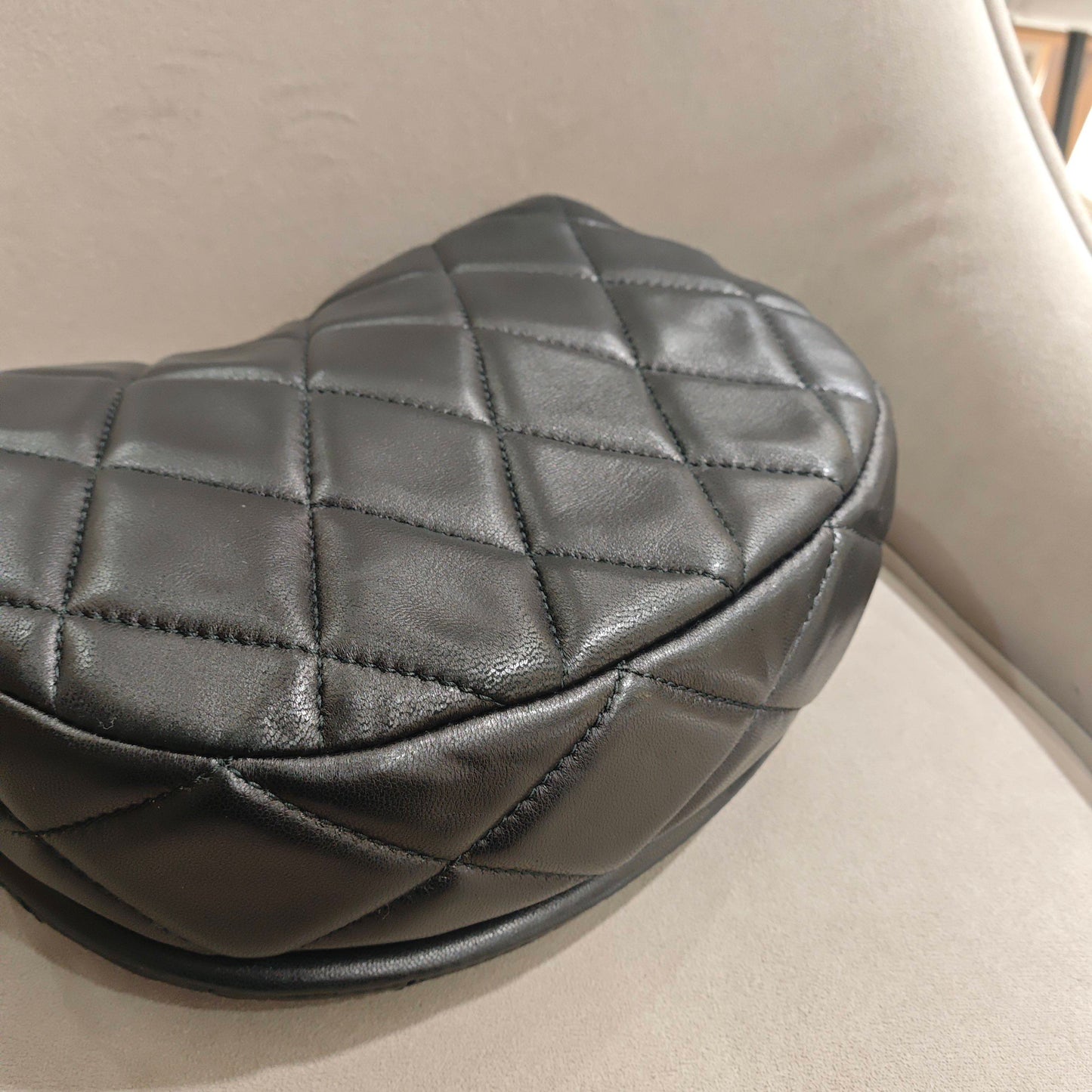 Pre-owned Certified Burberry Rocking Horse in Black Diamond Quilted Lambskin with Golden Hardware, w/ Burberry dust bag