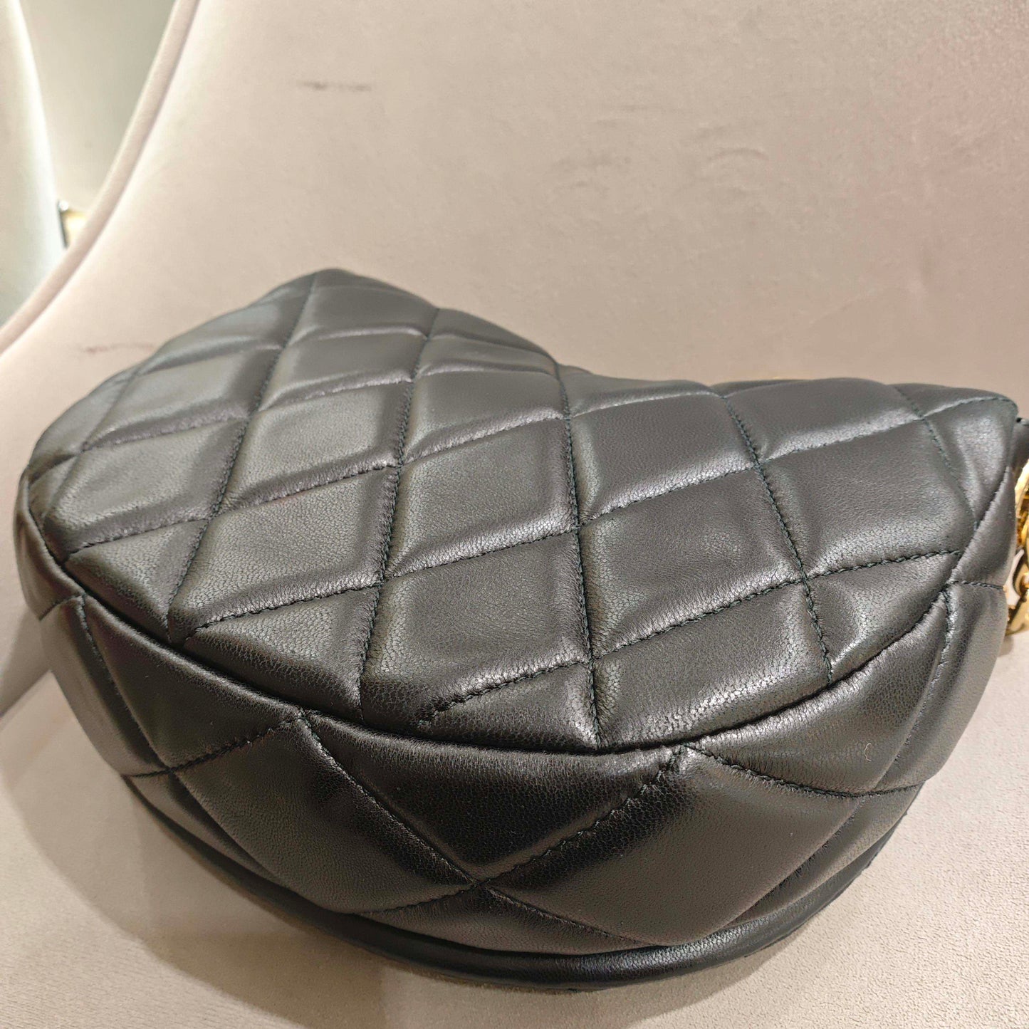 Pre-owned Certified Burberry Rocking Horse in Black Diamond Quilted Lambskin with Golden Hardware, w/ Burberry dust bag