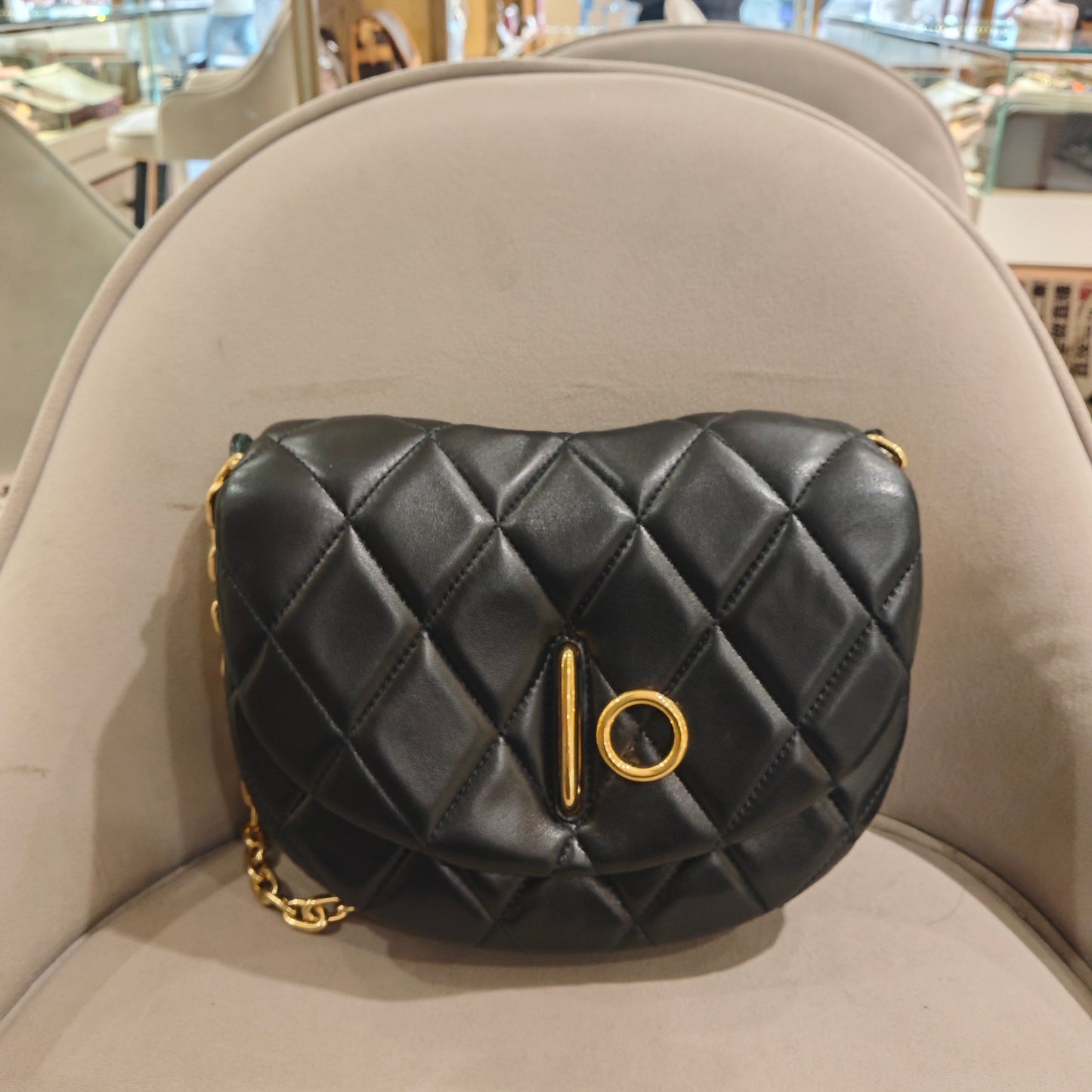 Pre-owned Certified Burberry Rocking Horse in Black Diamond Quilted Lambskin with Golden Hardware, w/ Burberry dust bag