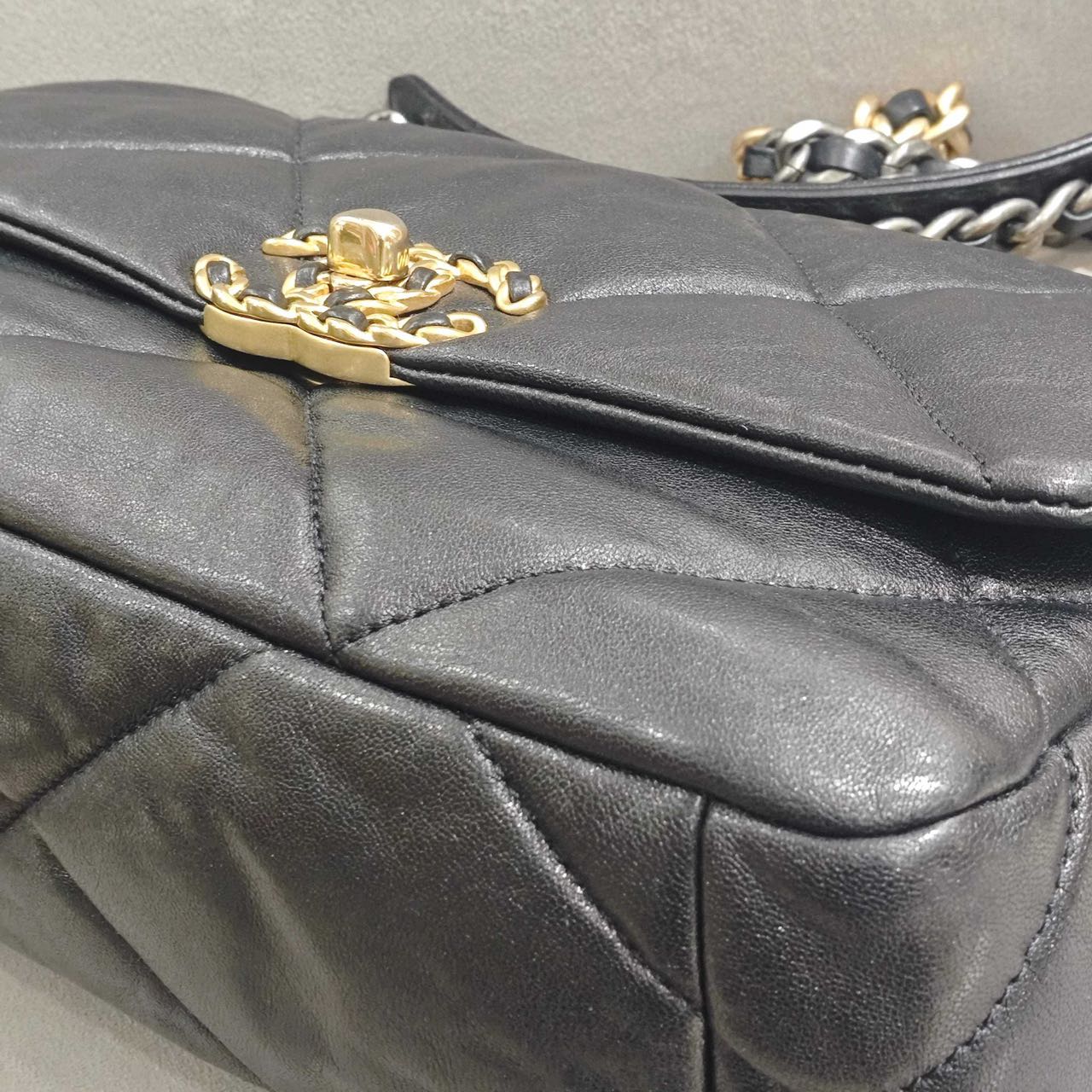 Pre-owned Certified Chanel Small 19Bag in Black Lambskin with Golden Hardware, 2019-2020, w/ full set
