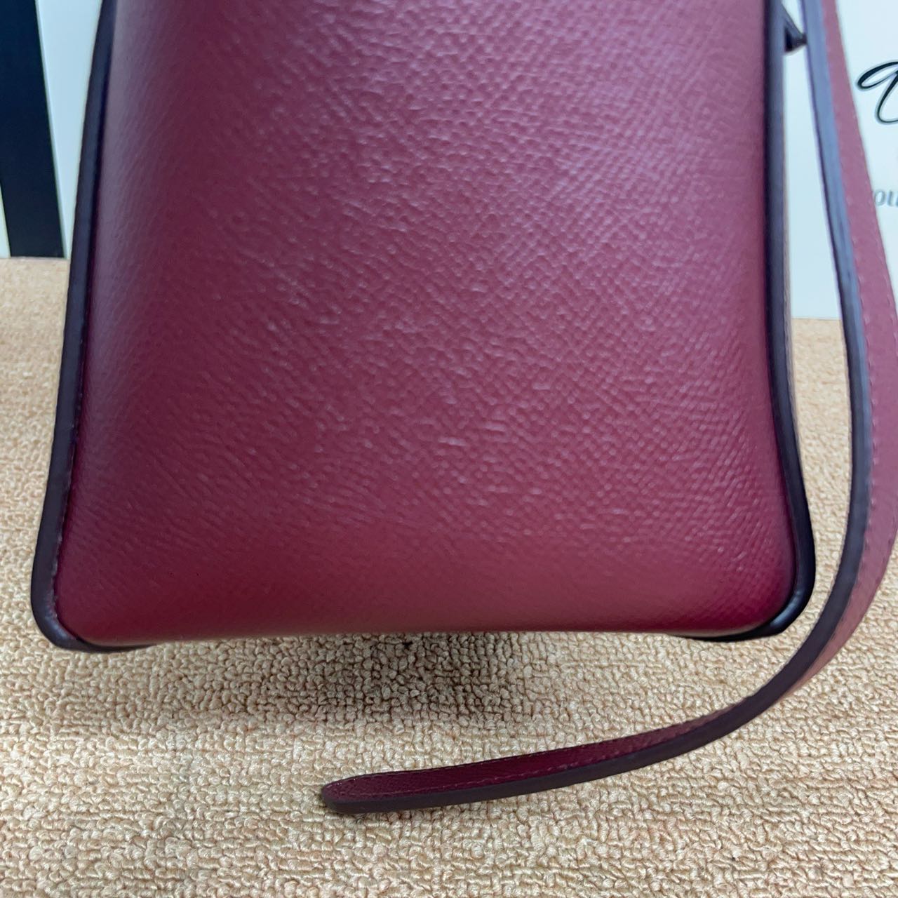 Pre-owned Certified Celine Micro Belt Bag in Burgundy Grained Calfskin with Golden Hardware, 2018, w/ strap