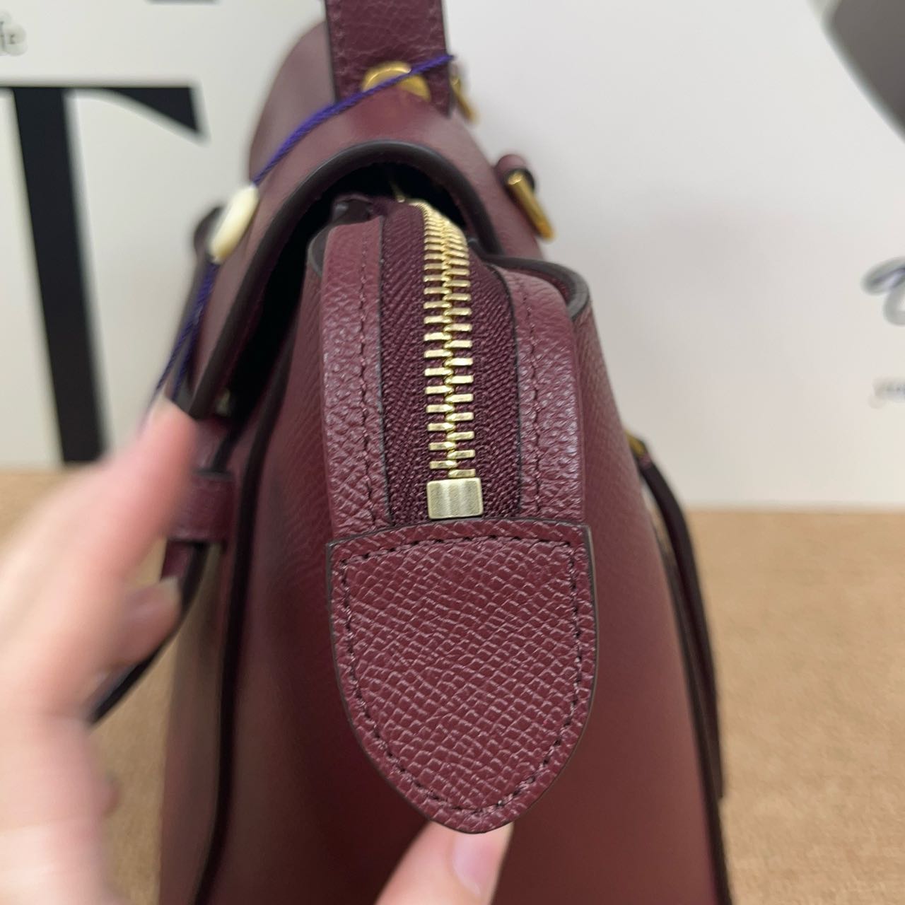 Pre-owned Certified Celine Micro Belt Bag in Burgundy Grained Calfskin with Golden Hardware, 2018, w/ strap