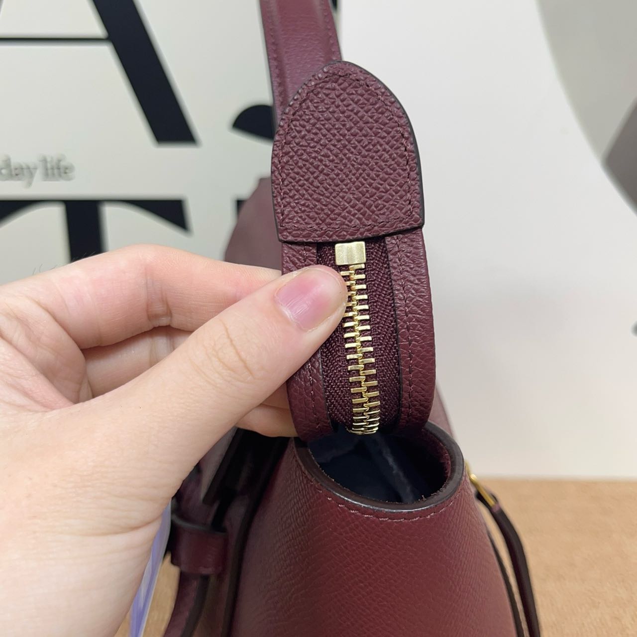 Pre-owned Certified Celine Micro Belt Bag in Burgundy Grained Calfskin with Golden Hardware, 2018, w/ strap