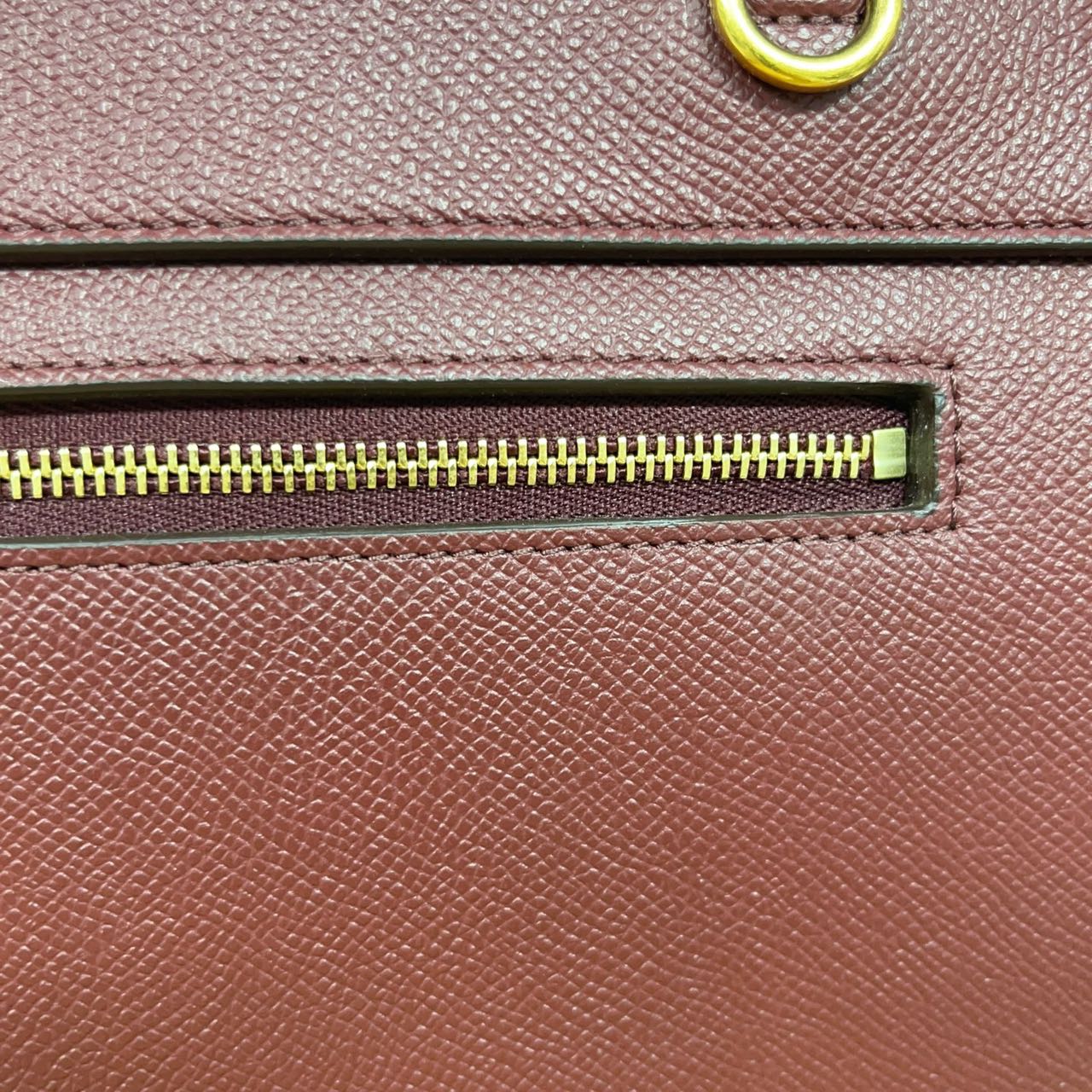 Pre-owned Certified Celine Micro Belt Bag in Burgundy Grained Calfskin with Golden Hardware, 2018, w/ strap