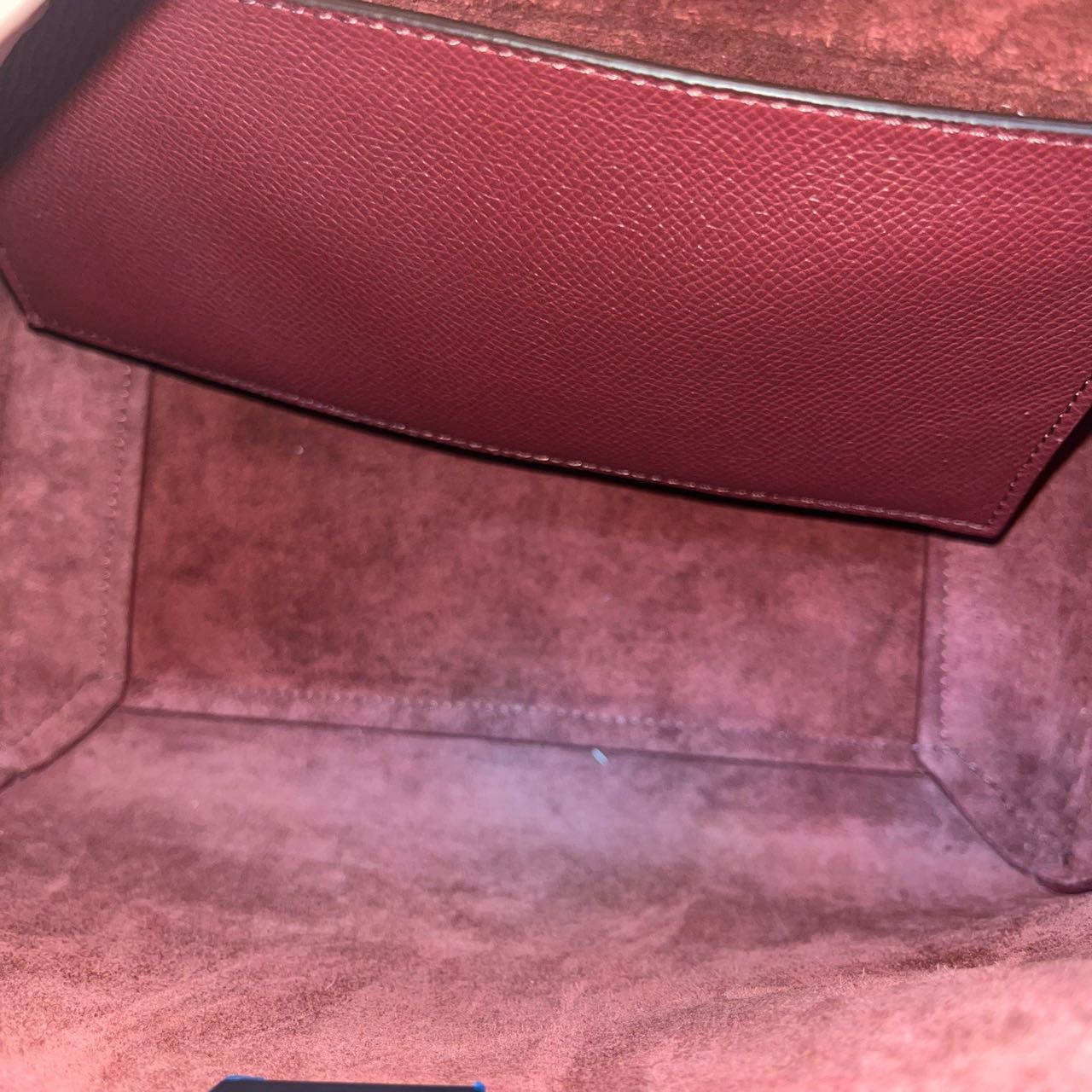 Pre-owned Certified Celine Micro Belt Bag in Burgundy Grained Calfskin with Golden Hardware, 2018, w/ strap